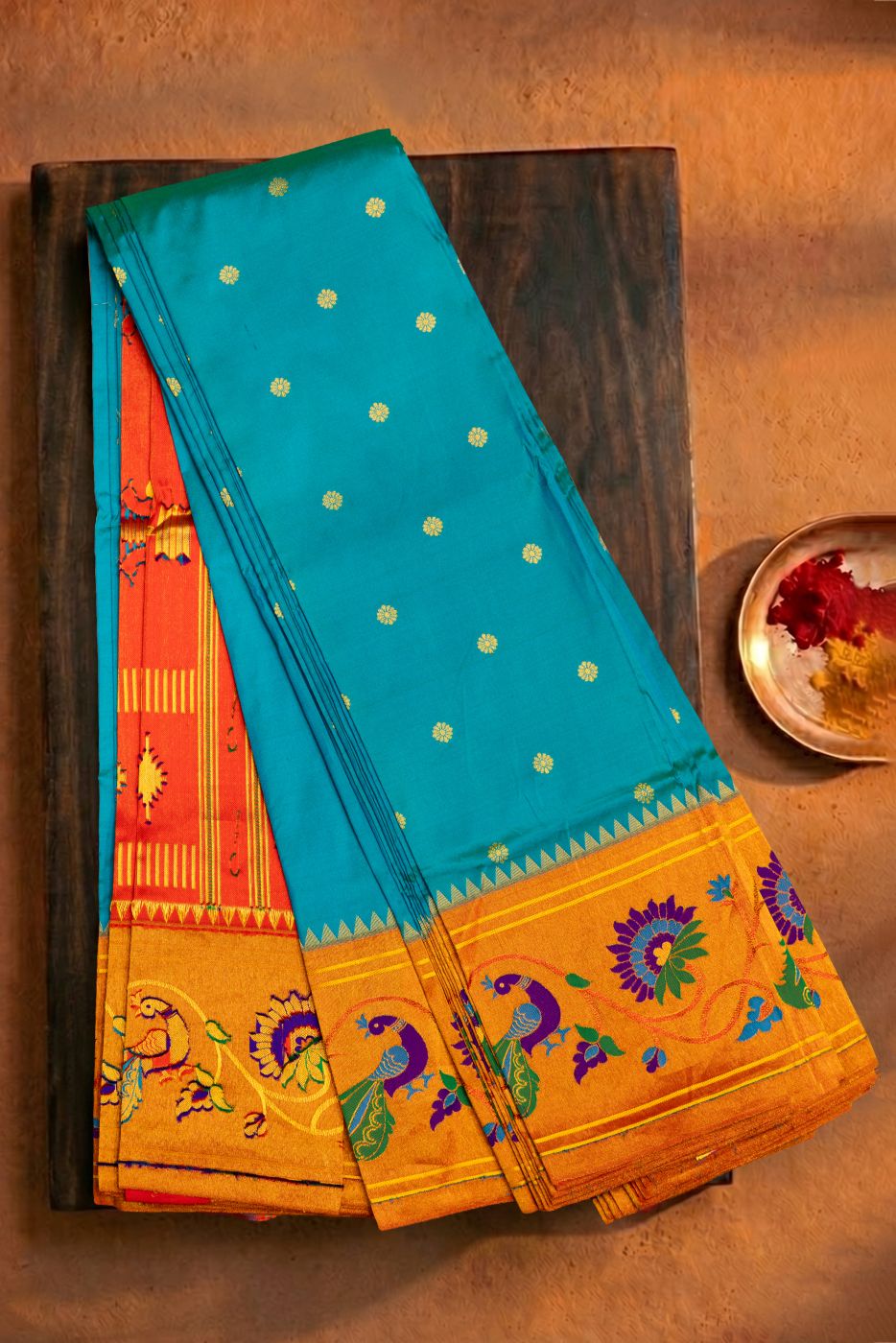 Traditional Peacock Meena Border Saree