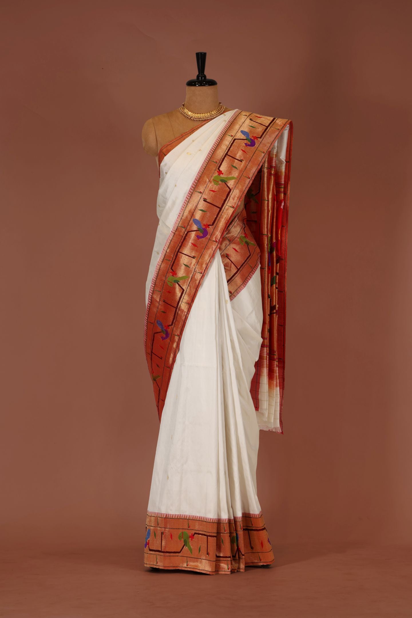 Handloom Peacock Parrot Border Paithani