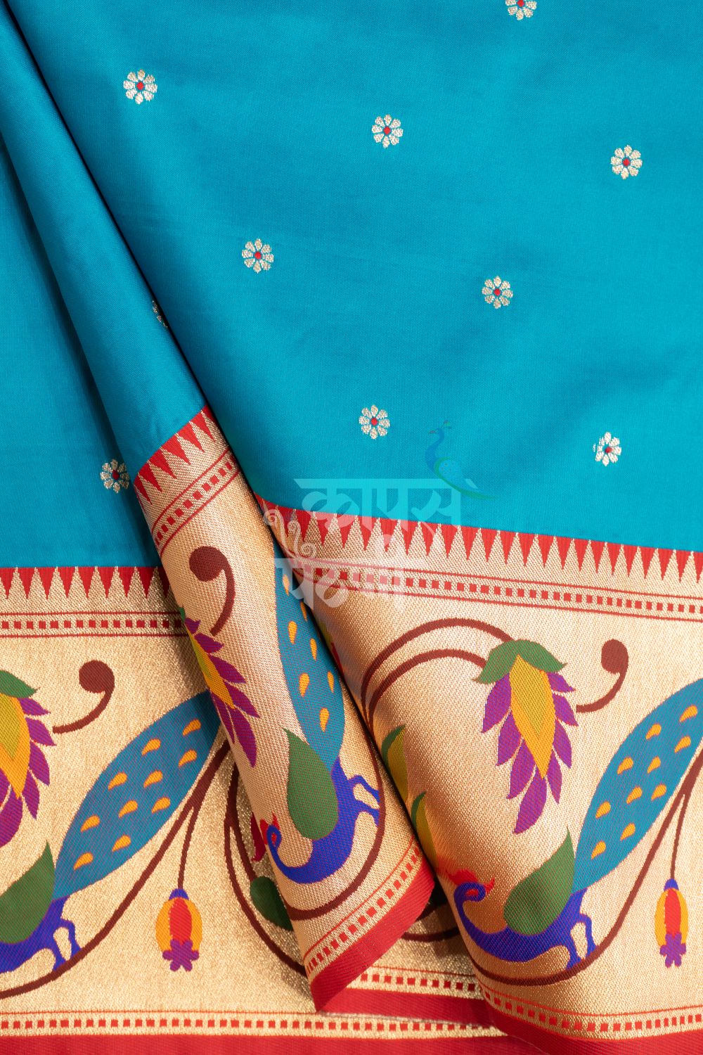 Designer Peacock Parrot Floral Border Saree