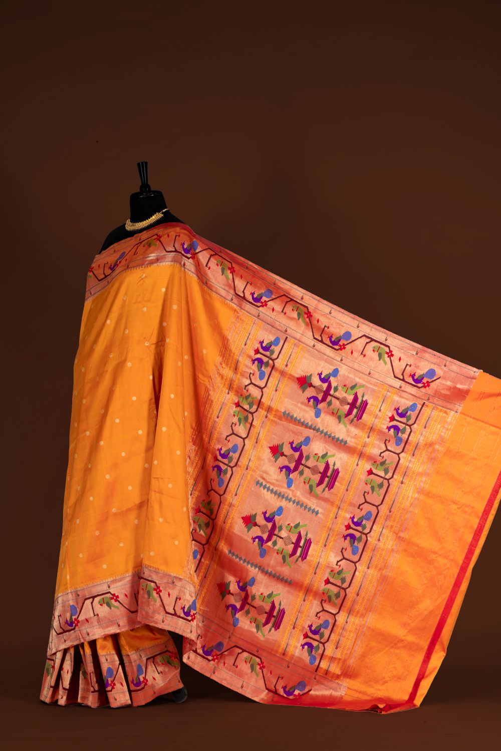 Handloom Peacock Parrot Border Paithani