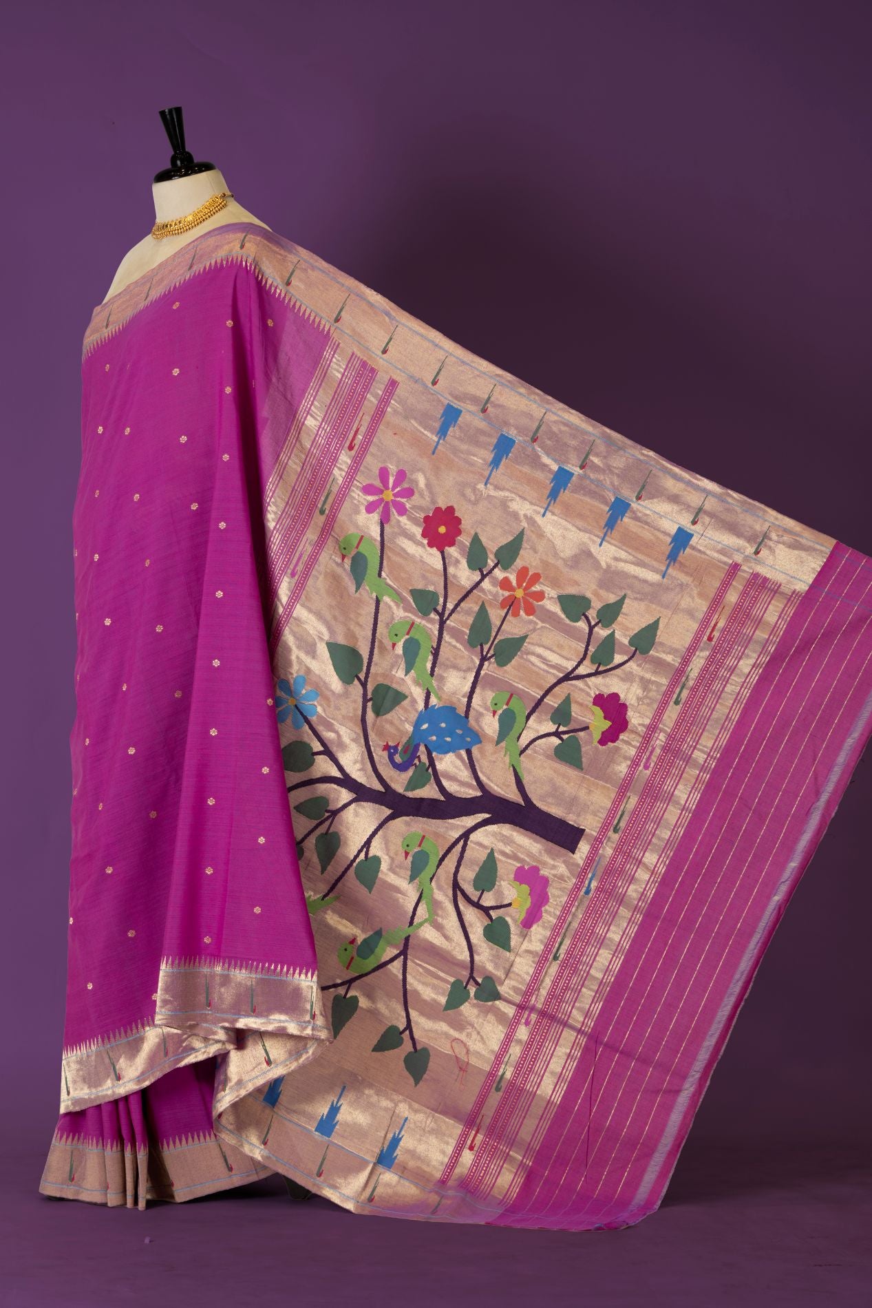 Handloom Cotton Muniya Paithani