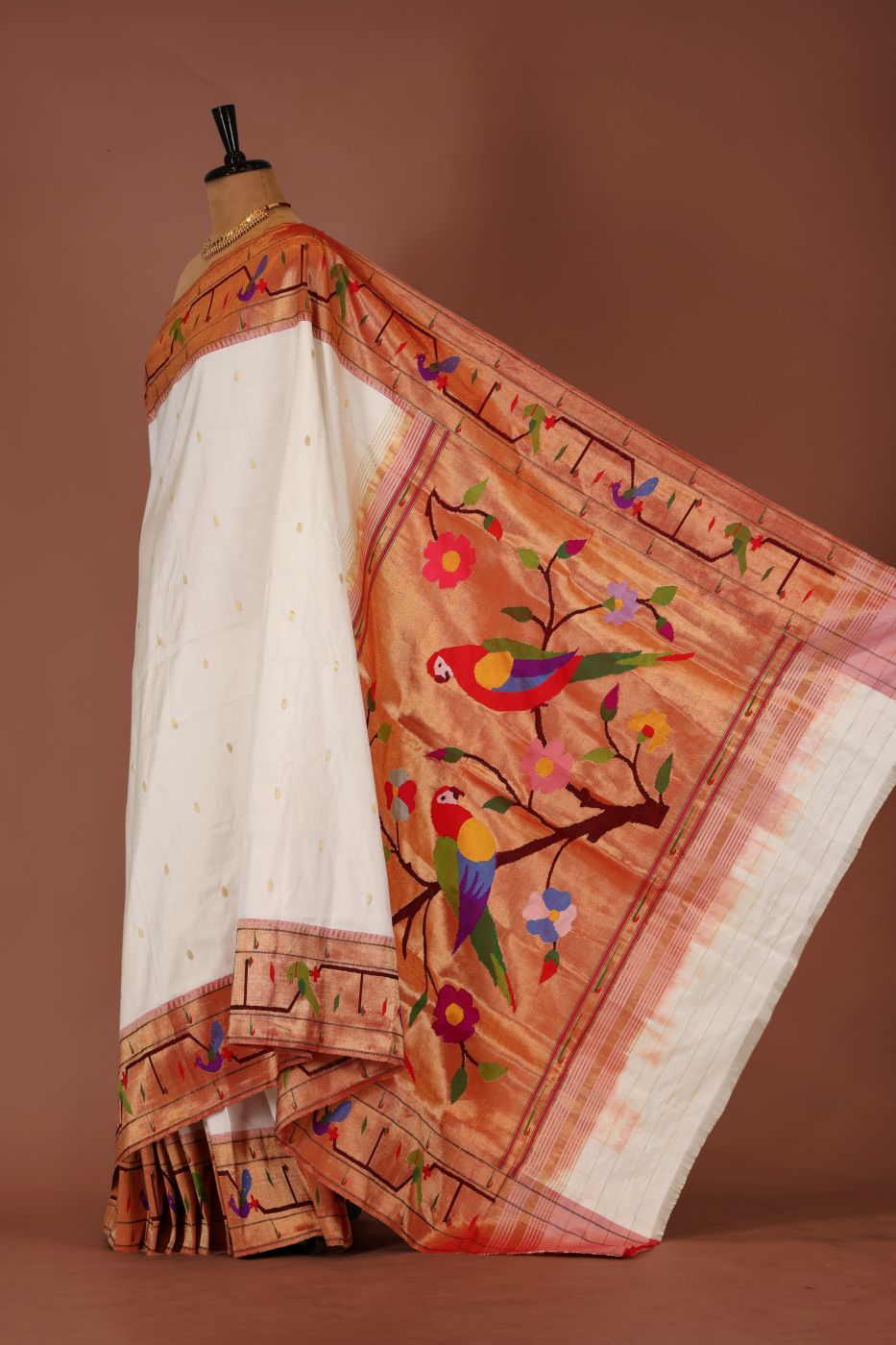Handloom Peacock Parrot Border Paithani