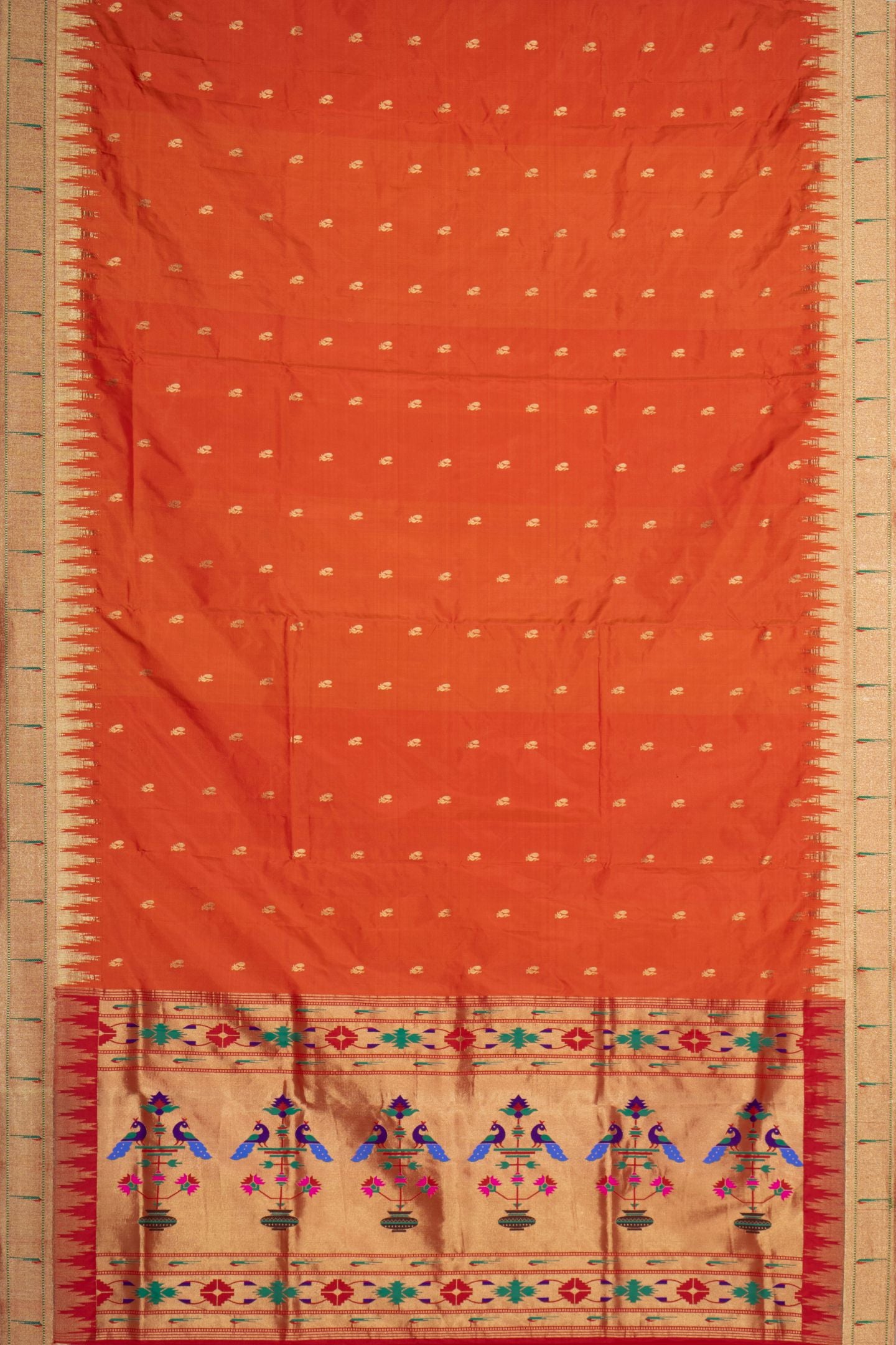 Traditional Pure Silk Temple Muniya Border Saree