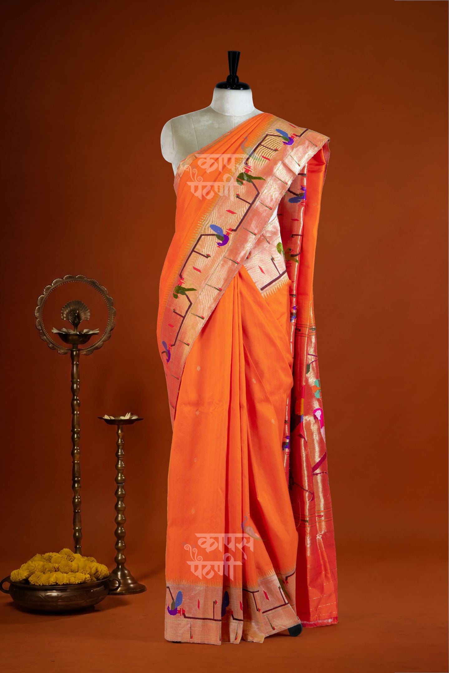 Handloom Peacock Parrot Border Paithani