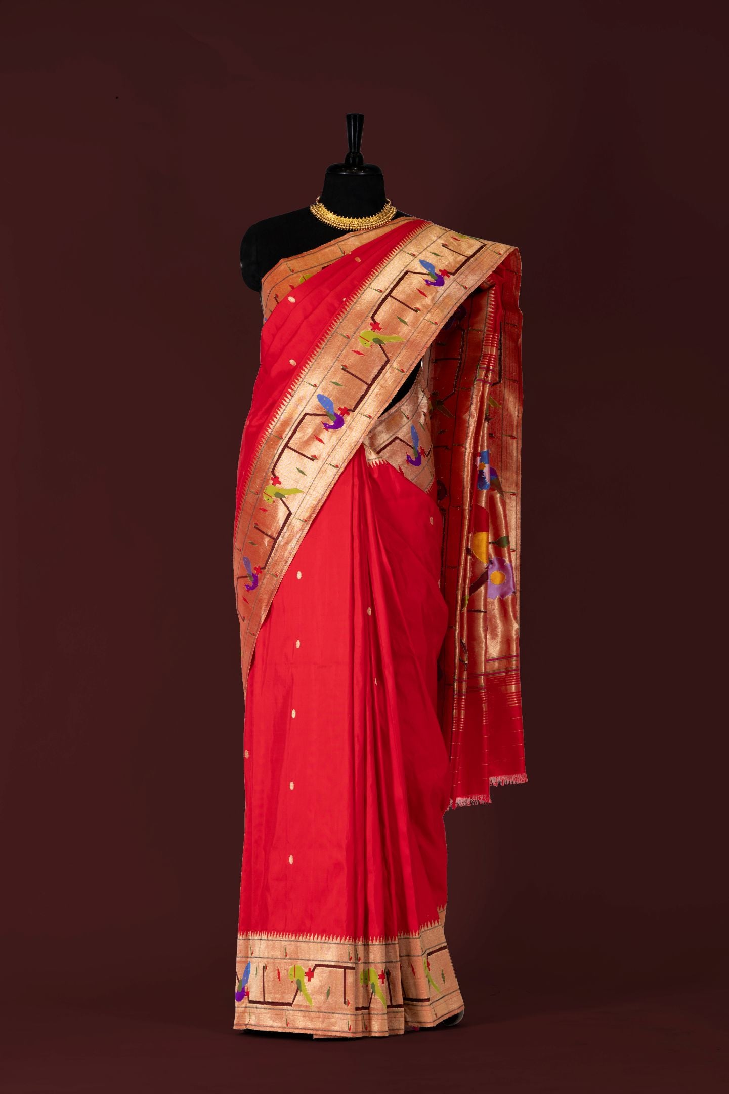 Handloom Peacock Parrot Border Paithani