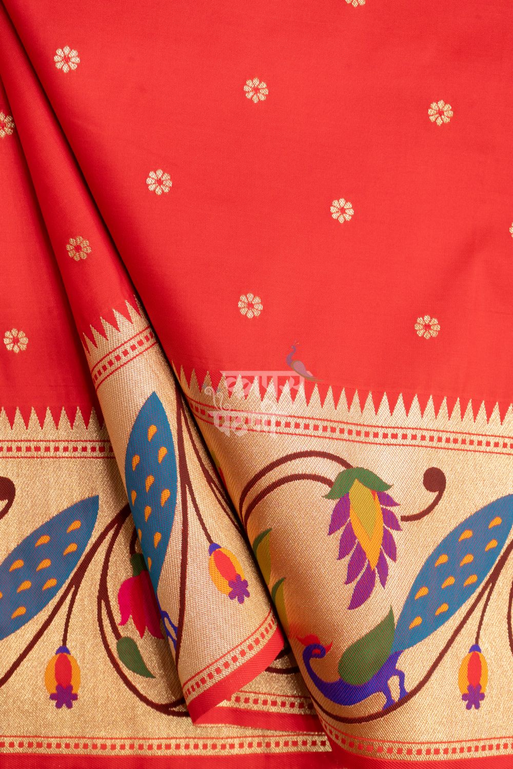 Designer Peacock Parrot Floral Border Saree