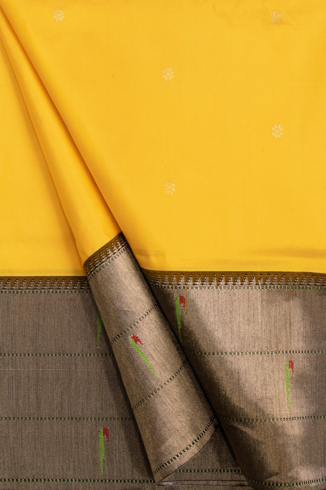 Tripple Muniya Silver Border Saree