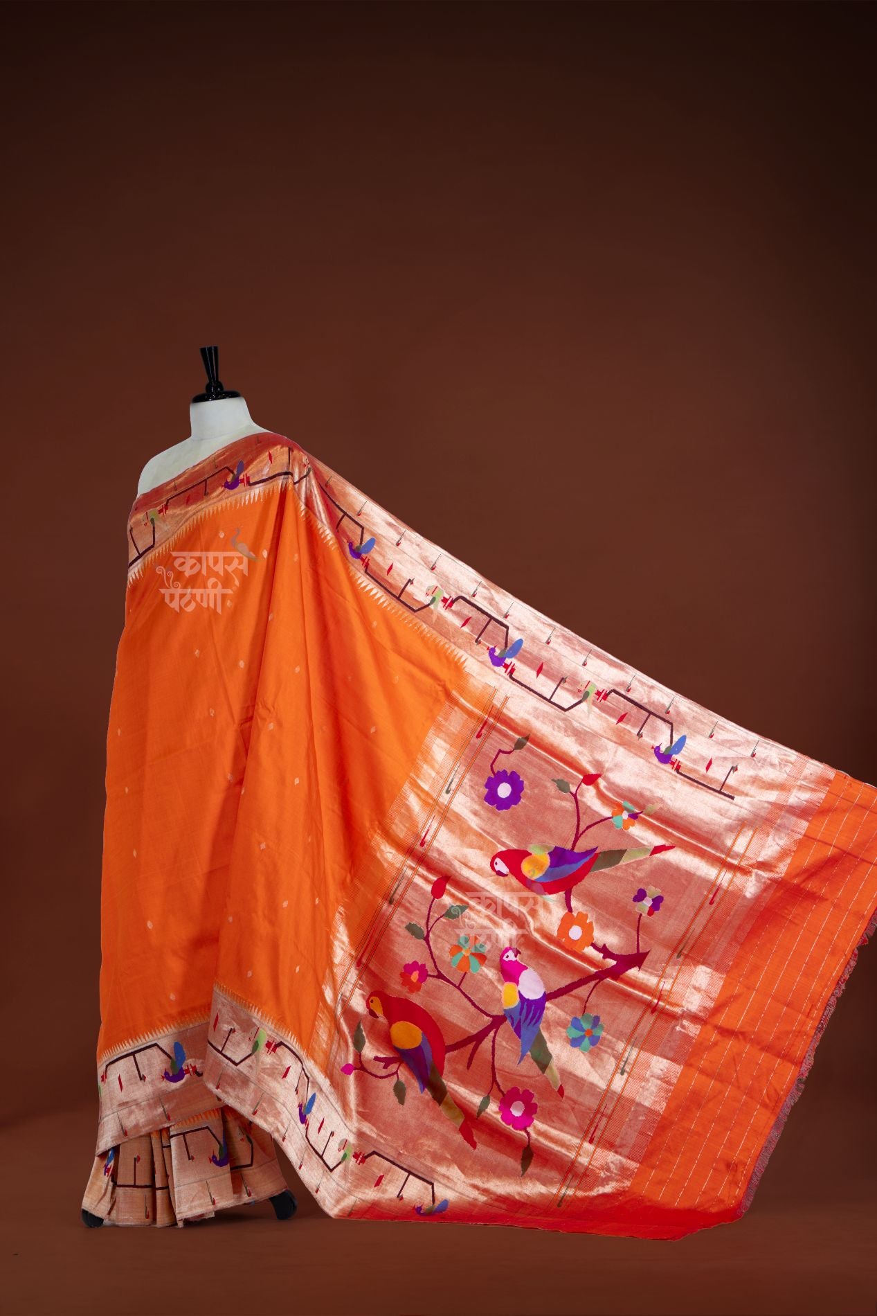 Handloom Peacock Parrot Border Paithani
