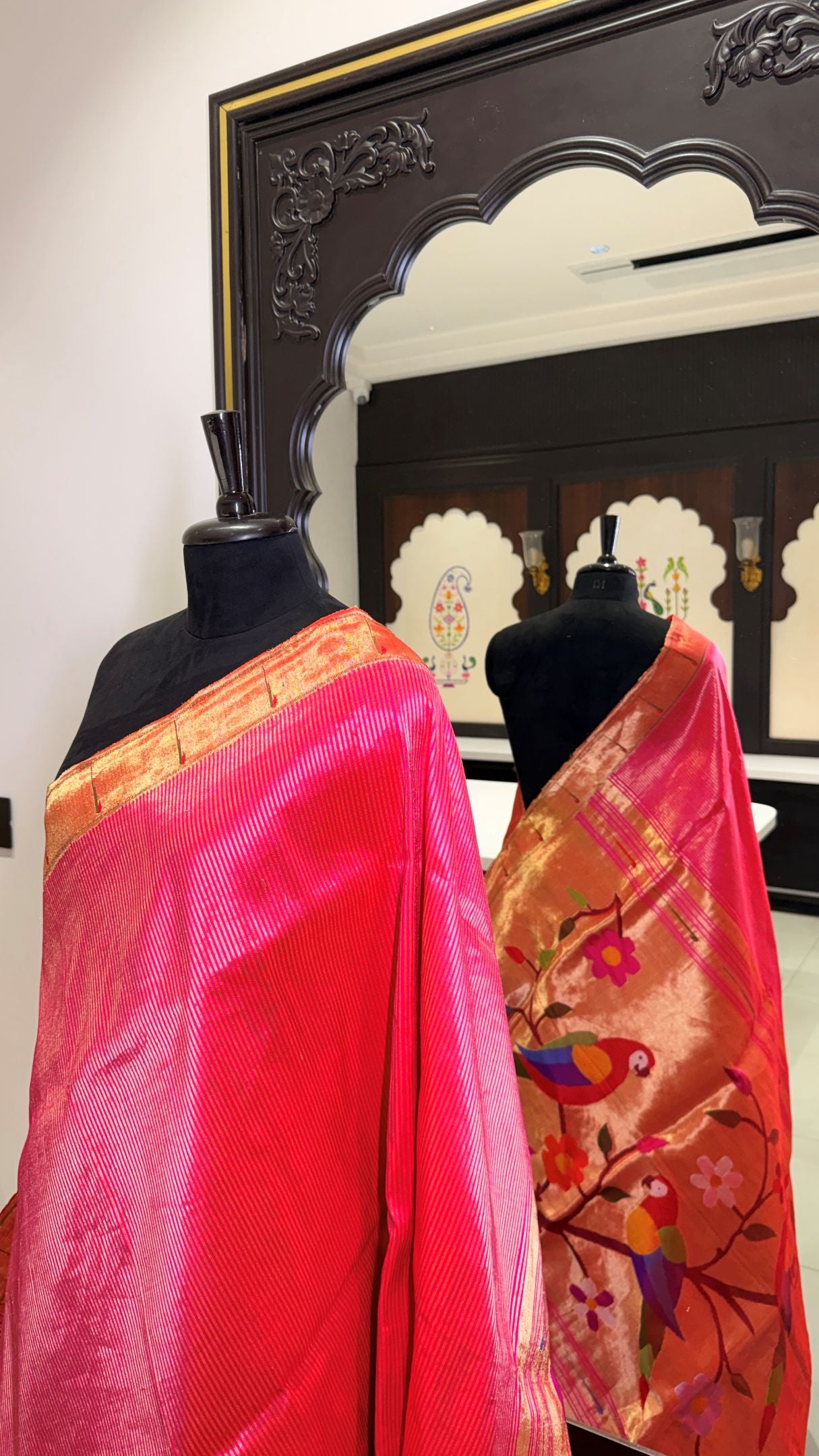 Hand Woven Stripe Tissue Designer Muniya Paithani