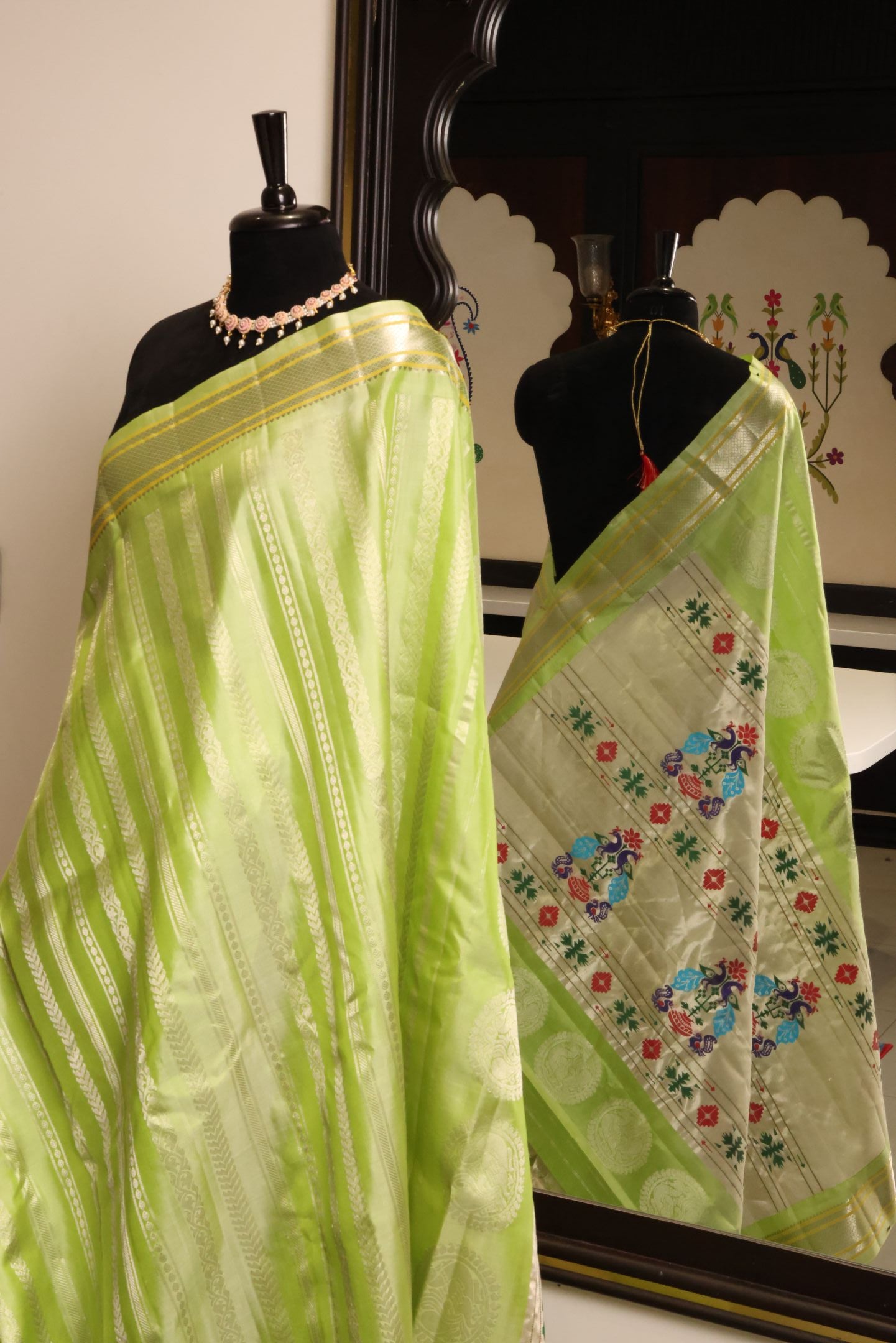 Designer Silver Strips Kalanjali Pure Silk Saree