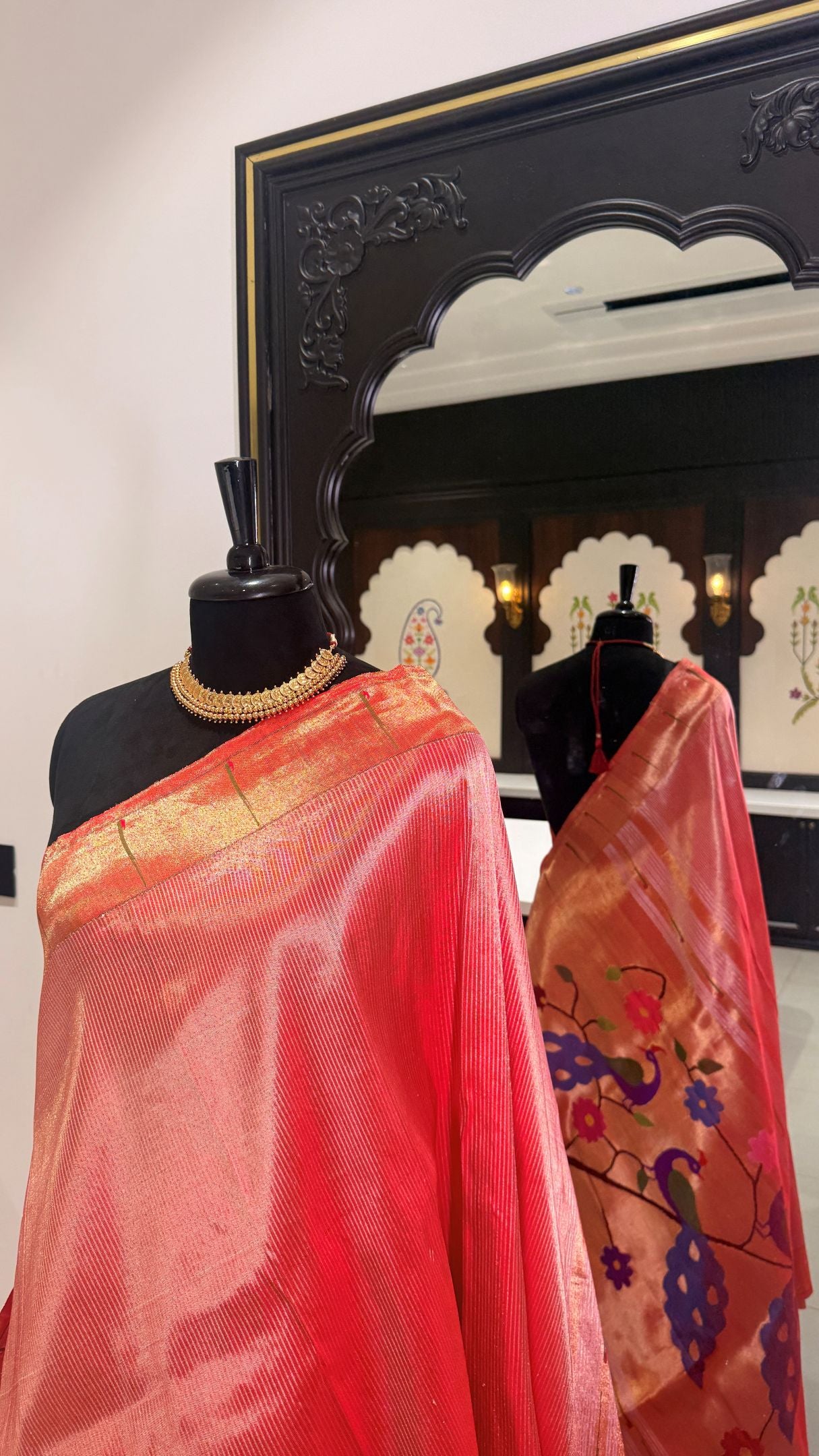 Handwoven Stripe Tissue Designer Muniya Paithani