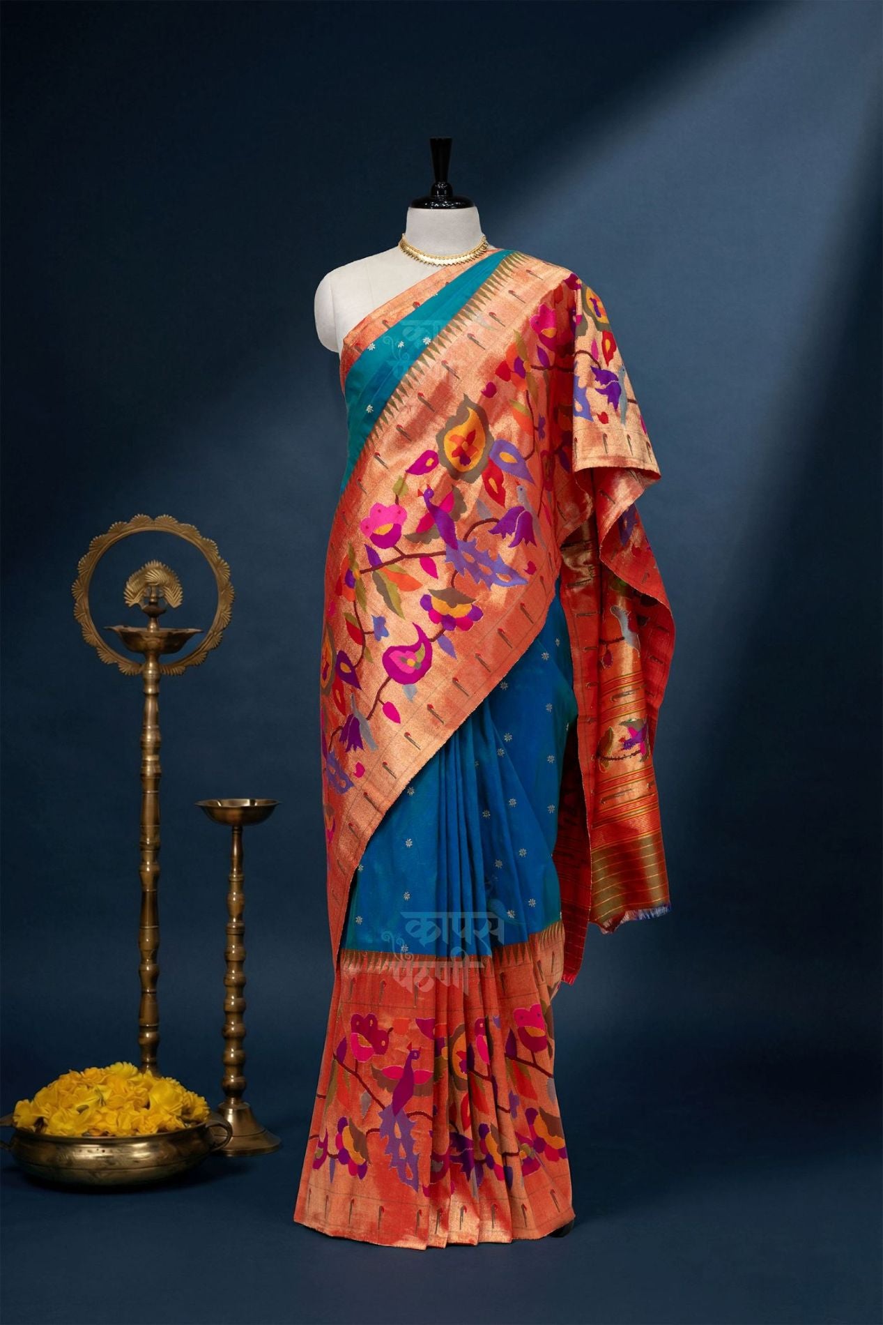 Hand Woven Half All Over Brocade Paithani
