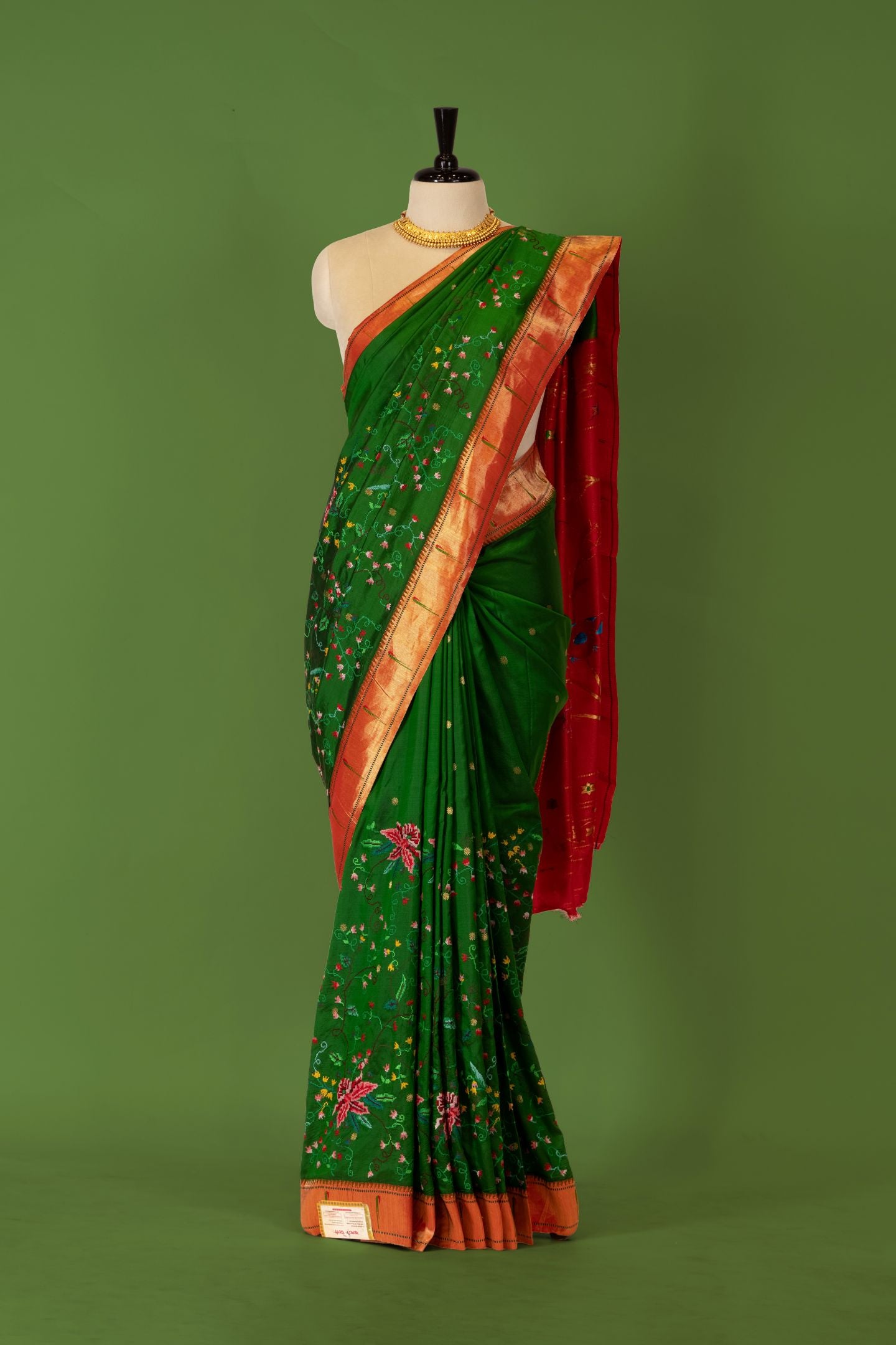 Traditional Pure Silk Half All Over Petate Work Fusion Saree