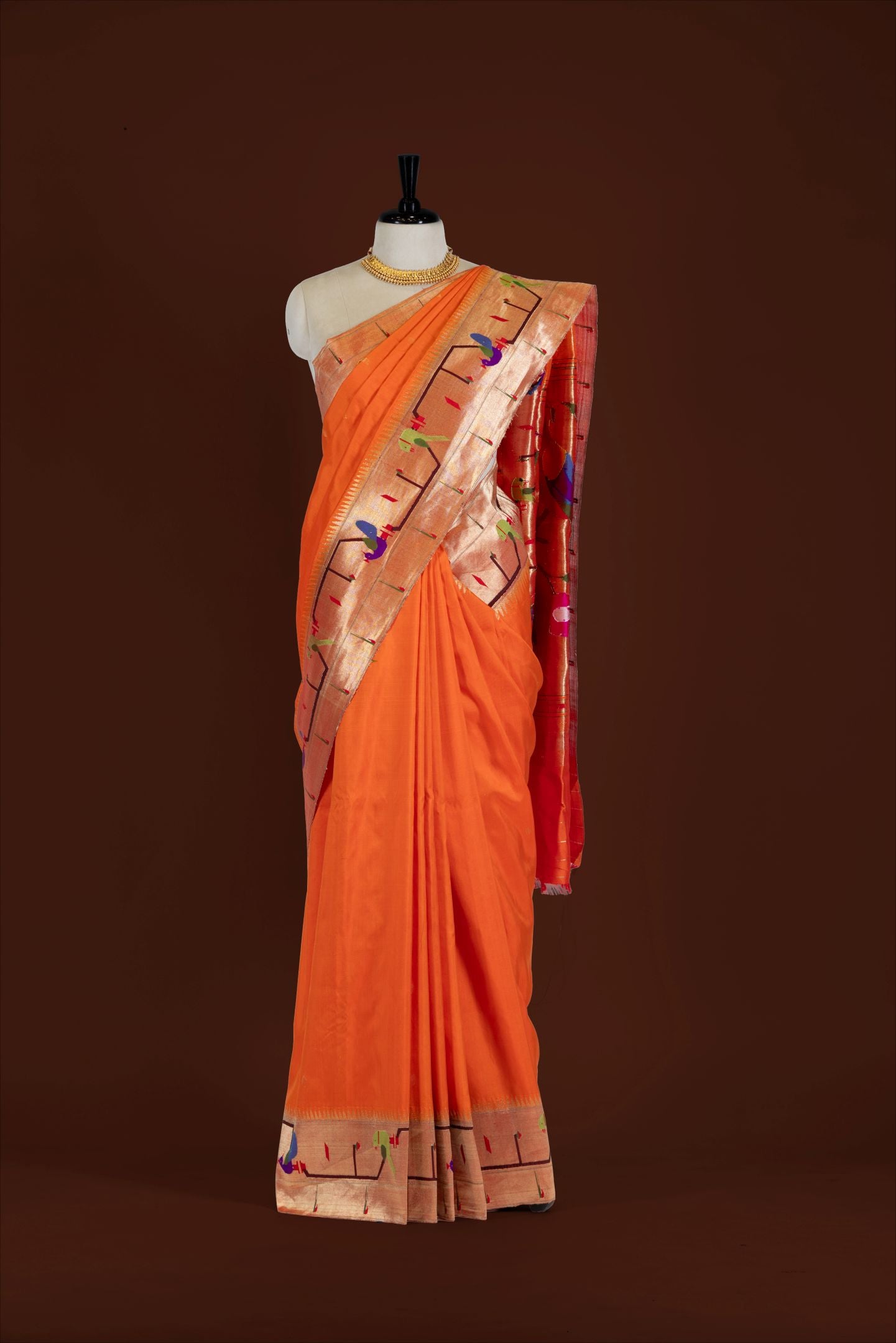 Handloom Peacock Parrot Border Paithani