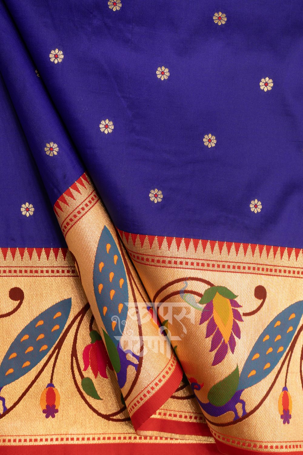 Designer Peacock Parrot Floral Border Saree