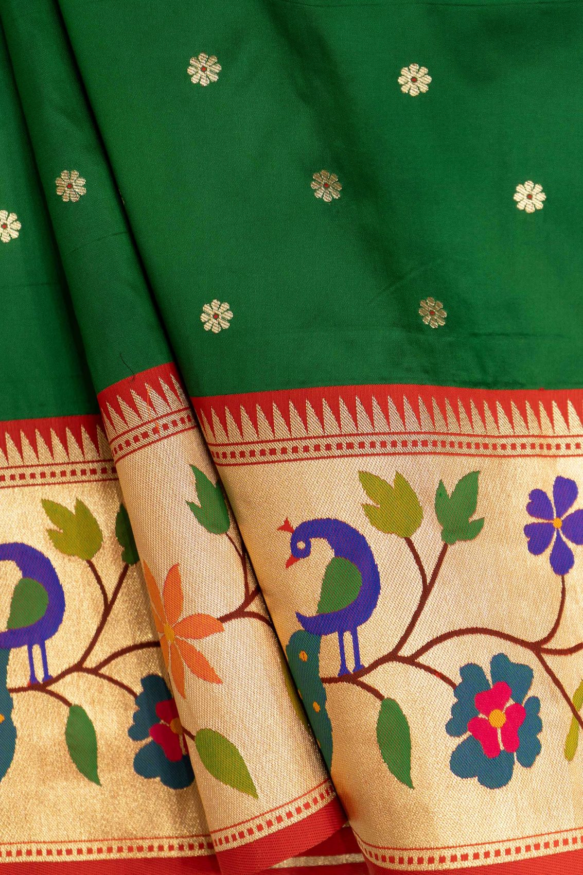 Designer Peacock Parrot Floral Border Saree