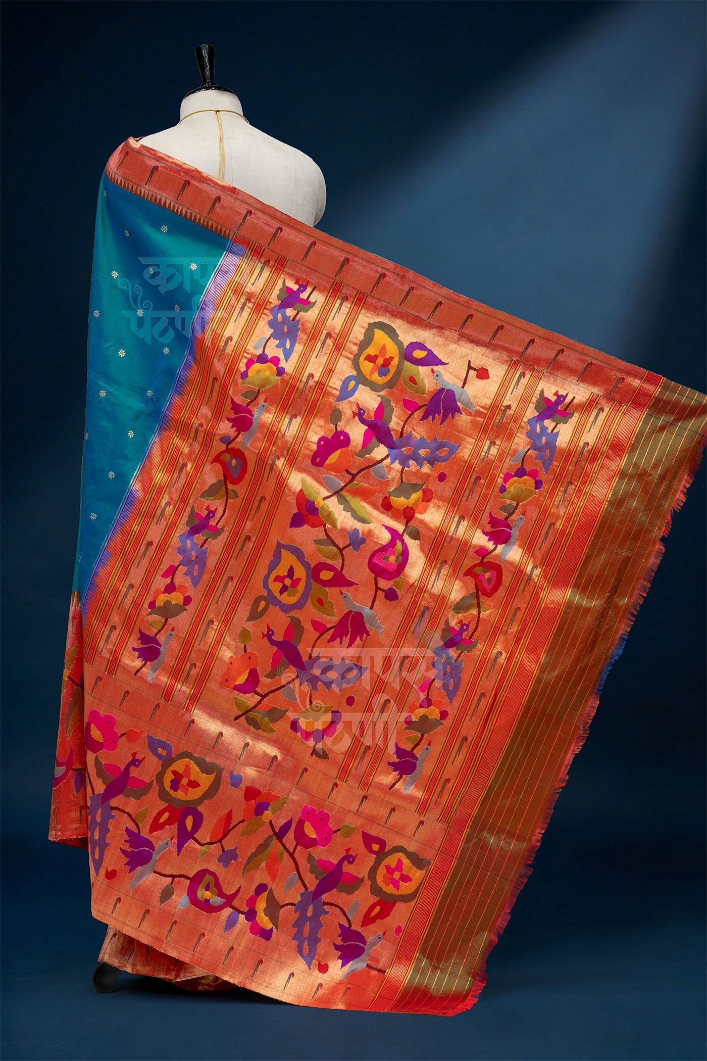 Hand Woven Half All Over Brocade Paithani