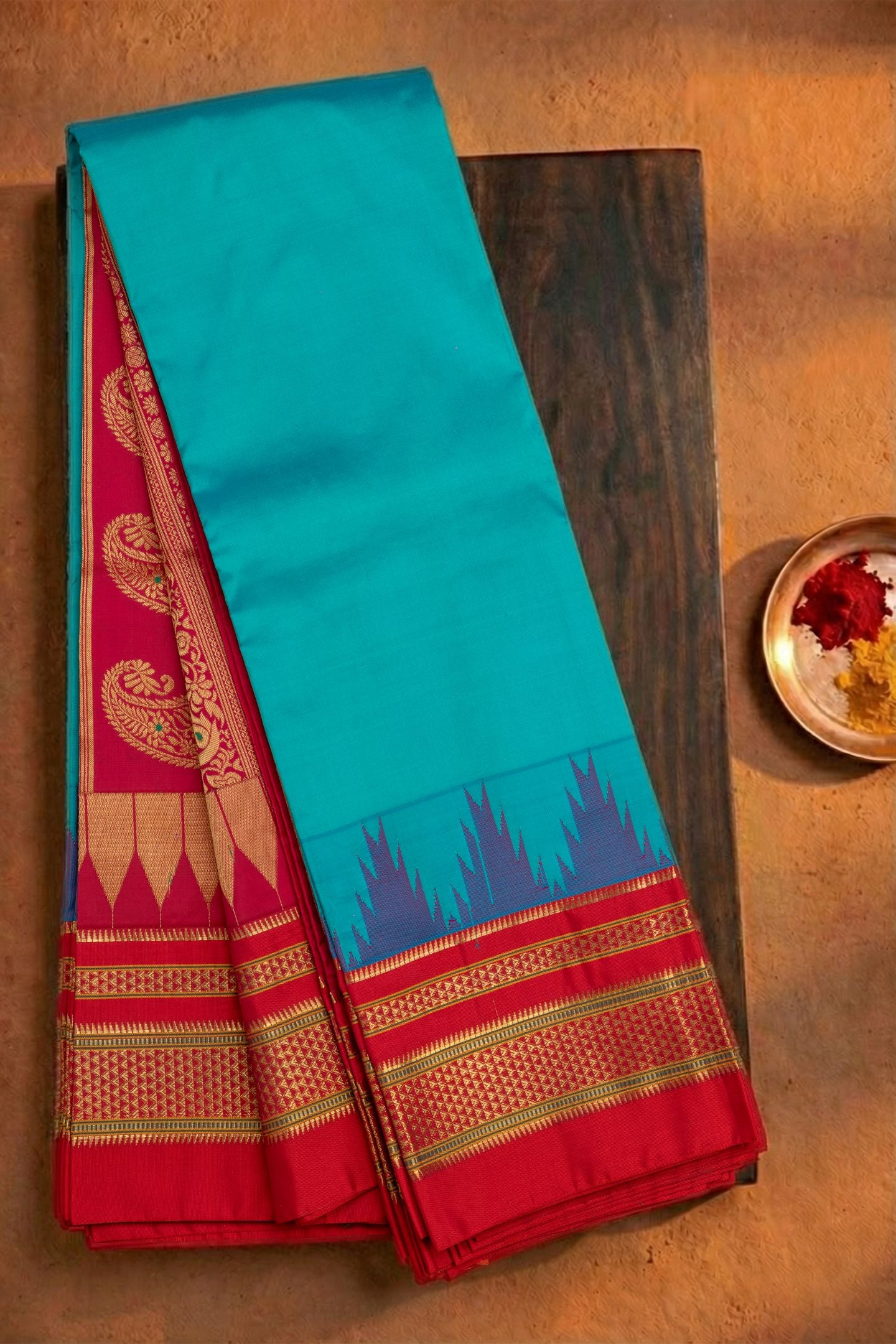 Traditional Irkal Temple Border Mango Rich Pallu Saree