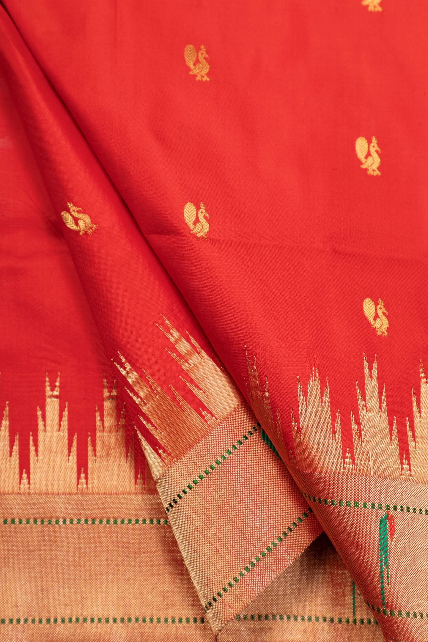 Traditional Pure Silk Temple Muniya Border Saree