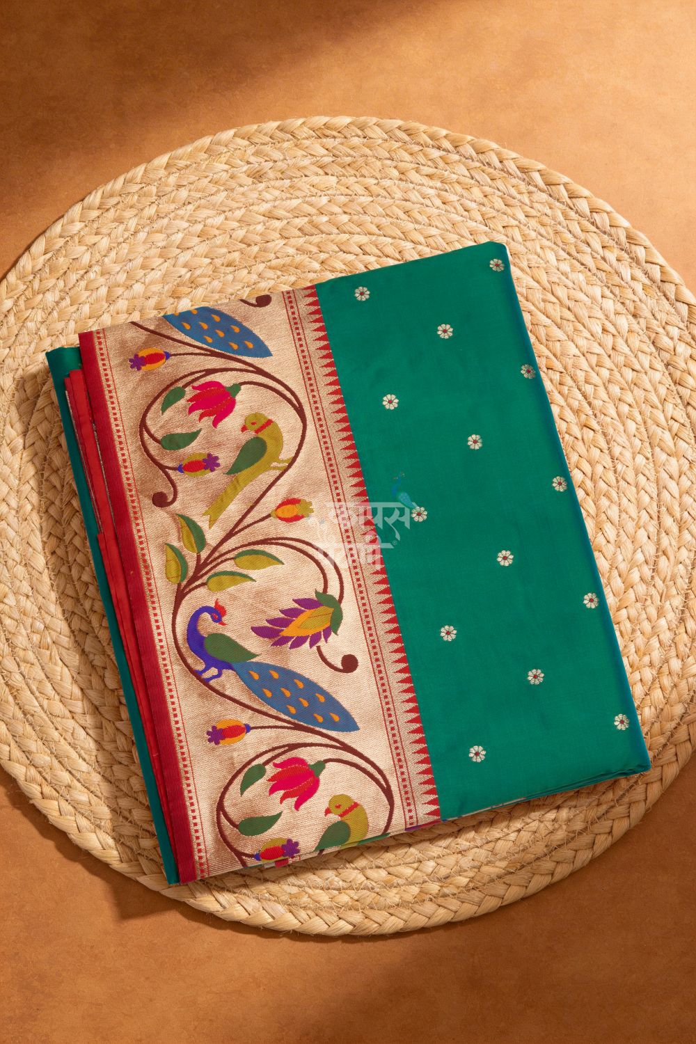 Designer Peacock Parrot Floral Border Saree