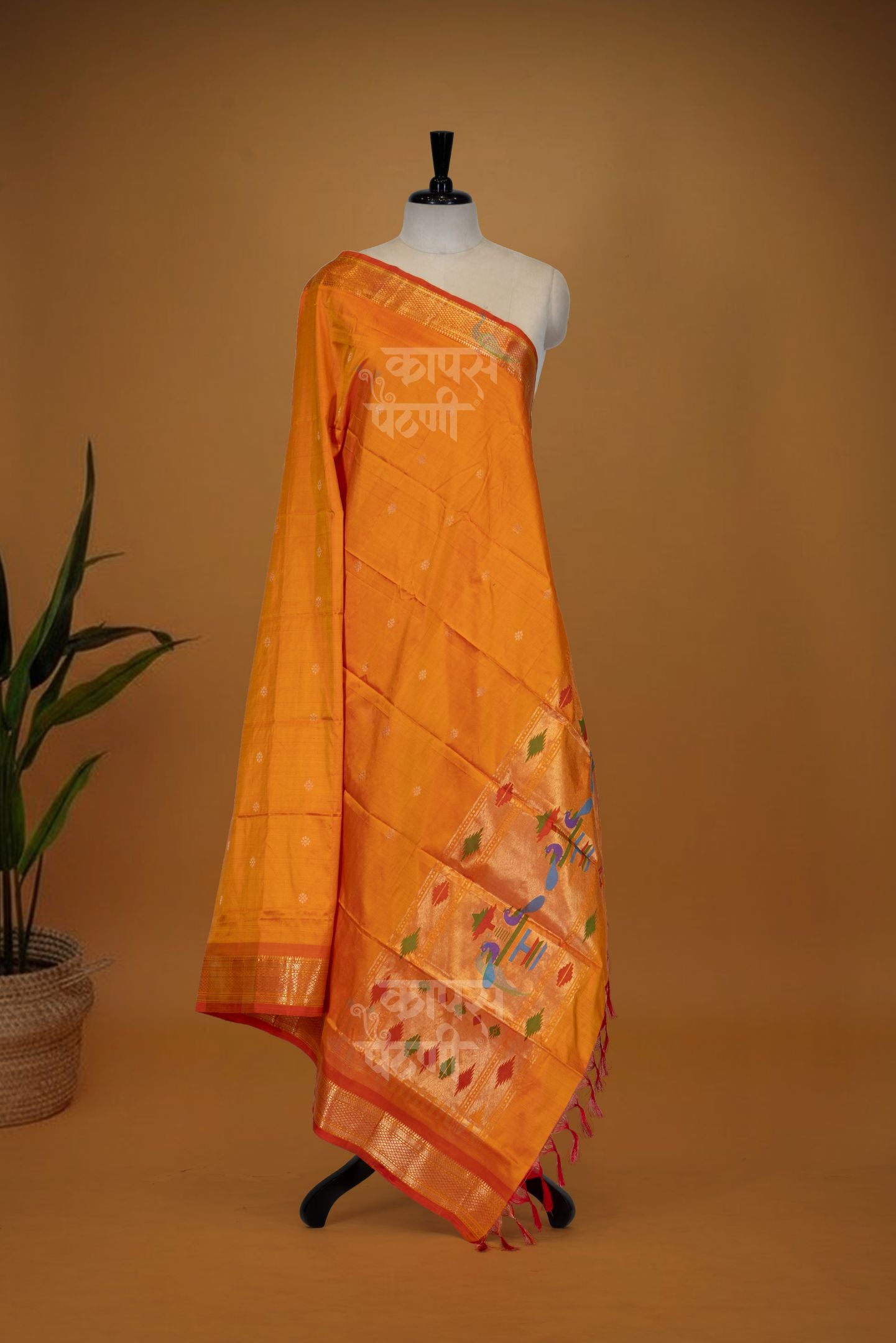 Traditional Pure Silk Narali Border Dupatta