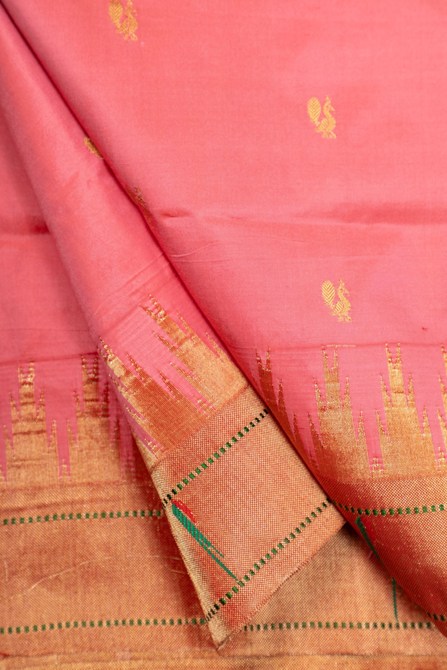 Traditional Pure Silk Temple Muniya Border Saree