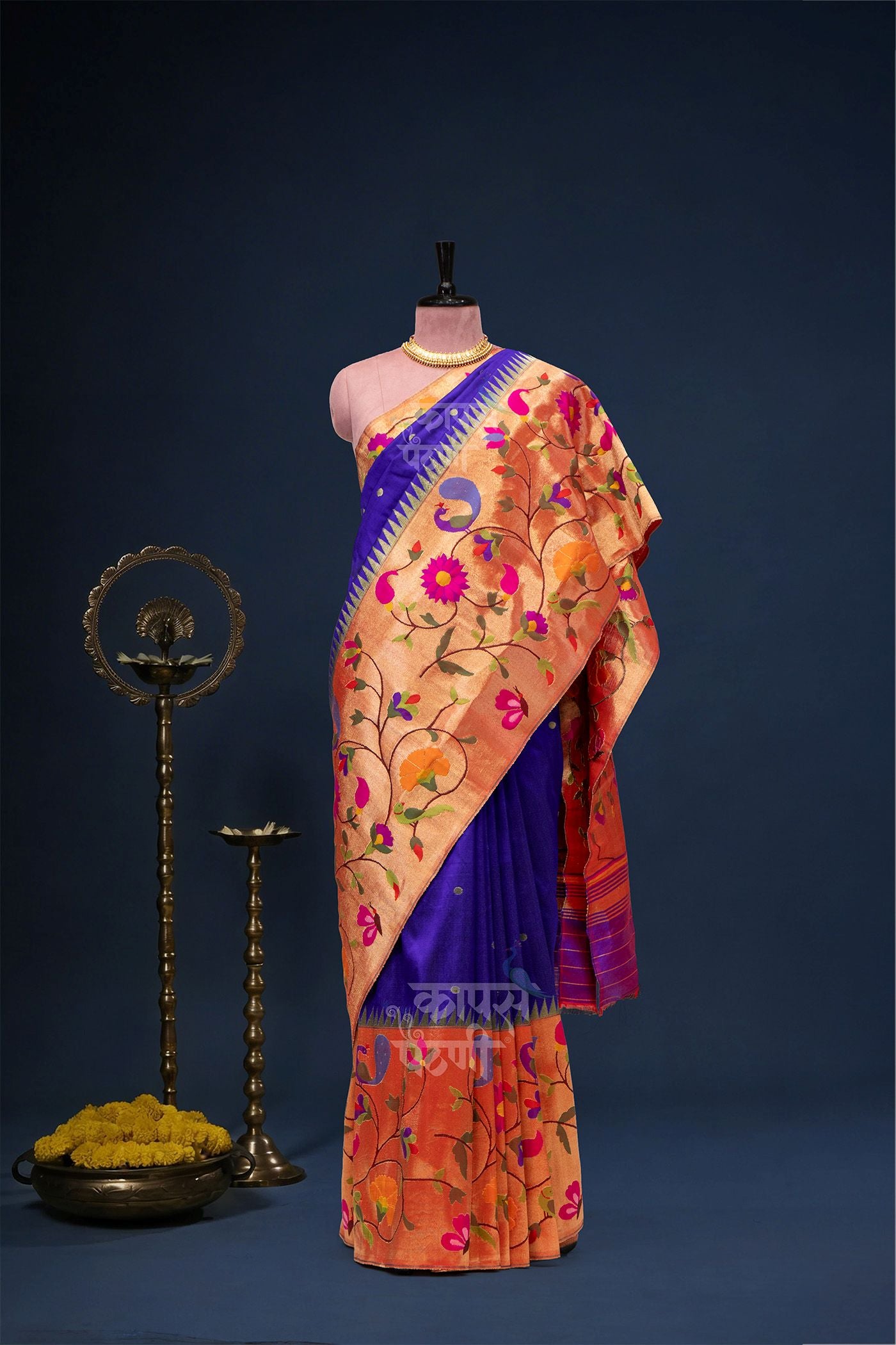 Hand Woven Half All Over Brocade Paithani