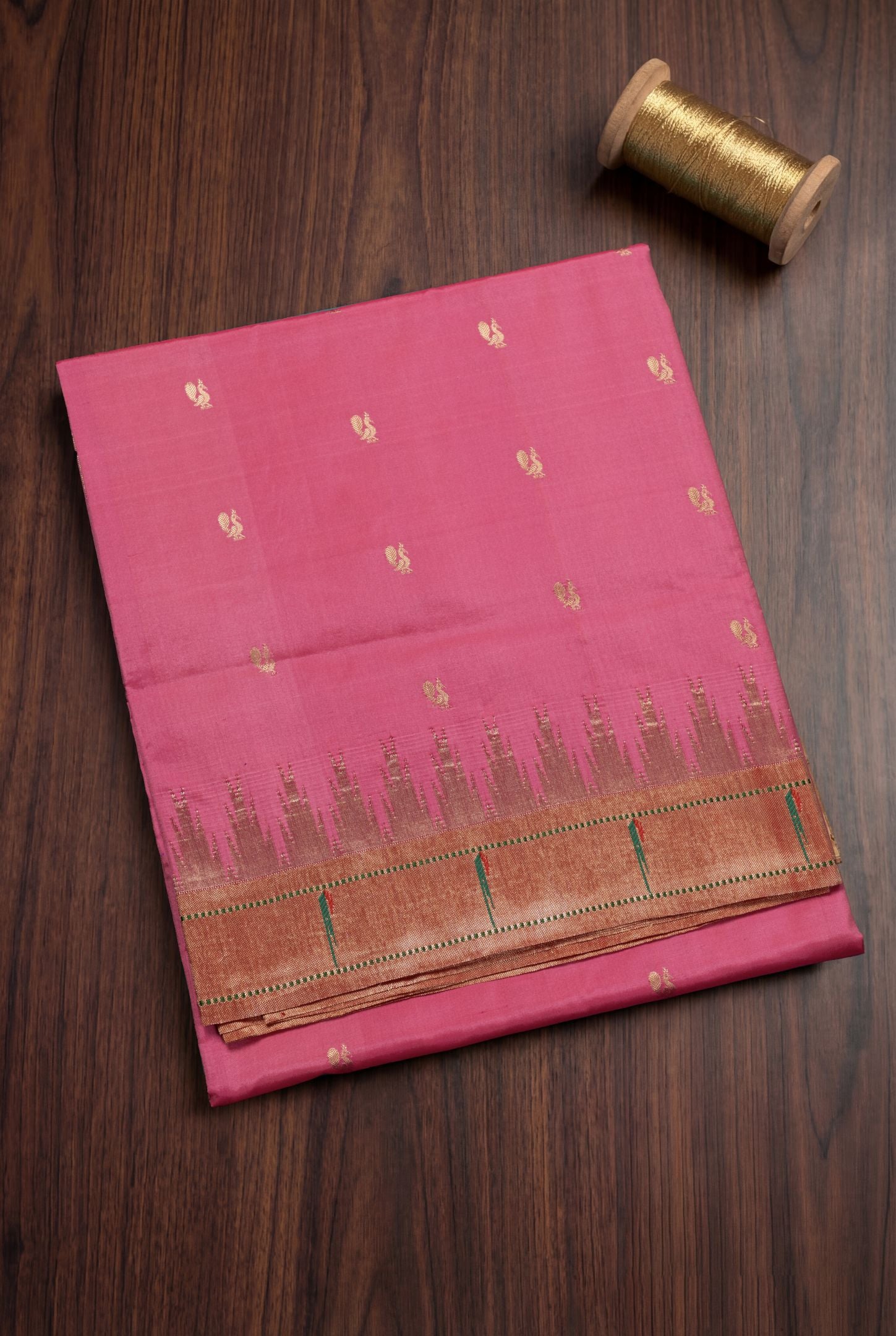 Traditional Pure Silk Temple Muniya Border Saree