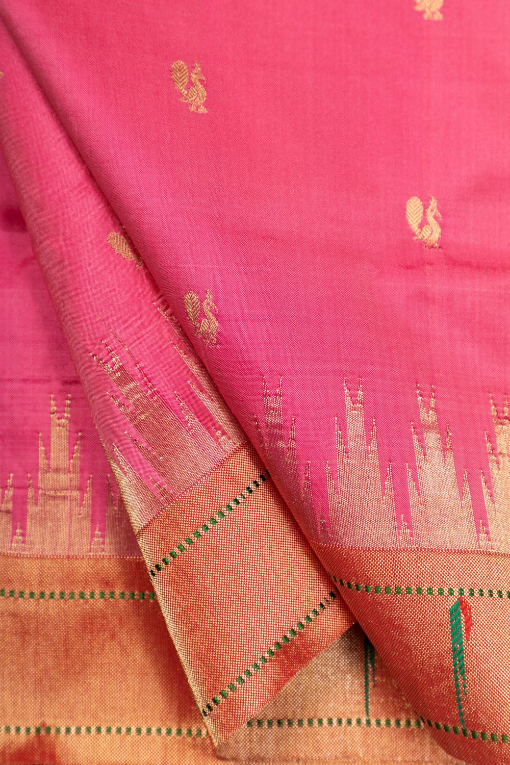 Traditional Pure Silk Temple Muniya Border Saree