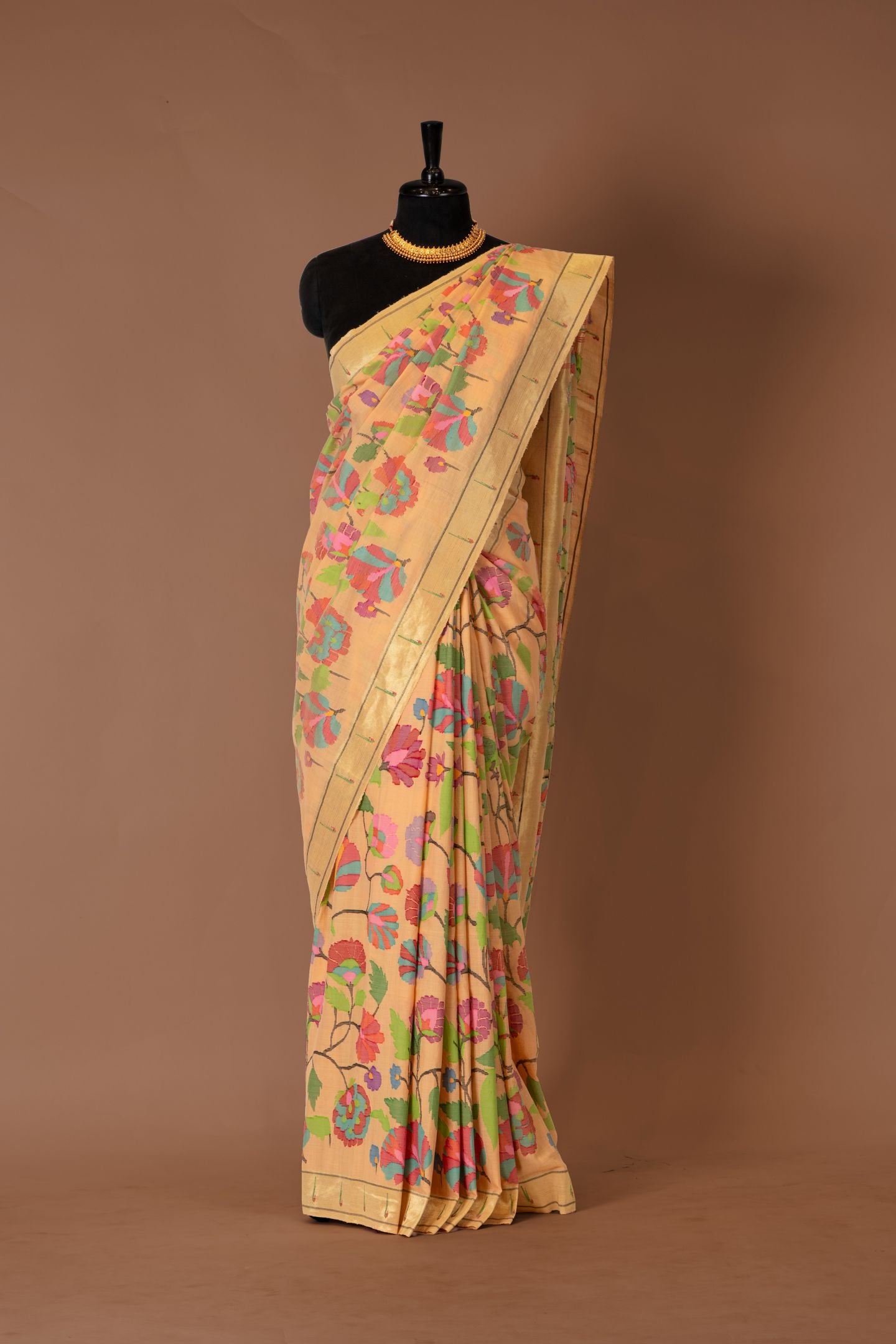 Handloom Cotton Allover Brocade Paithani
