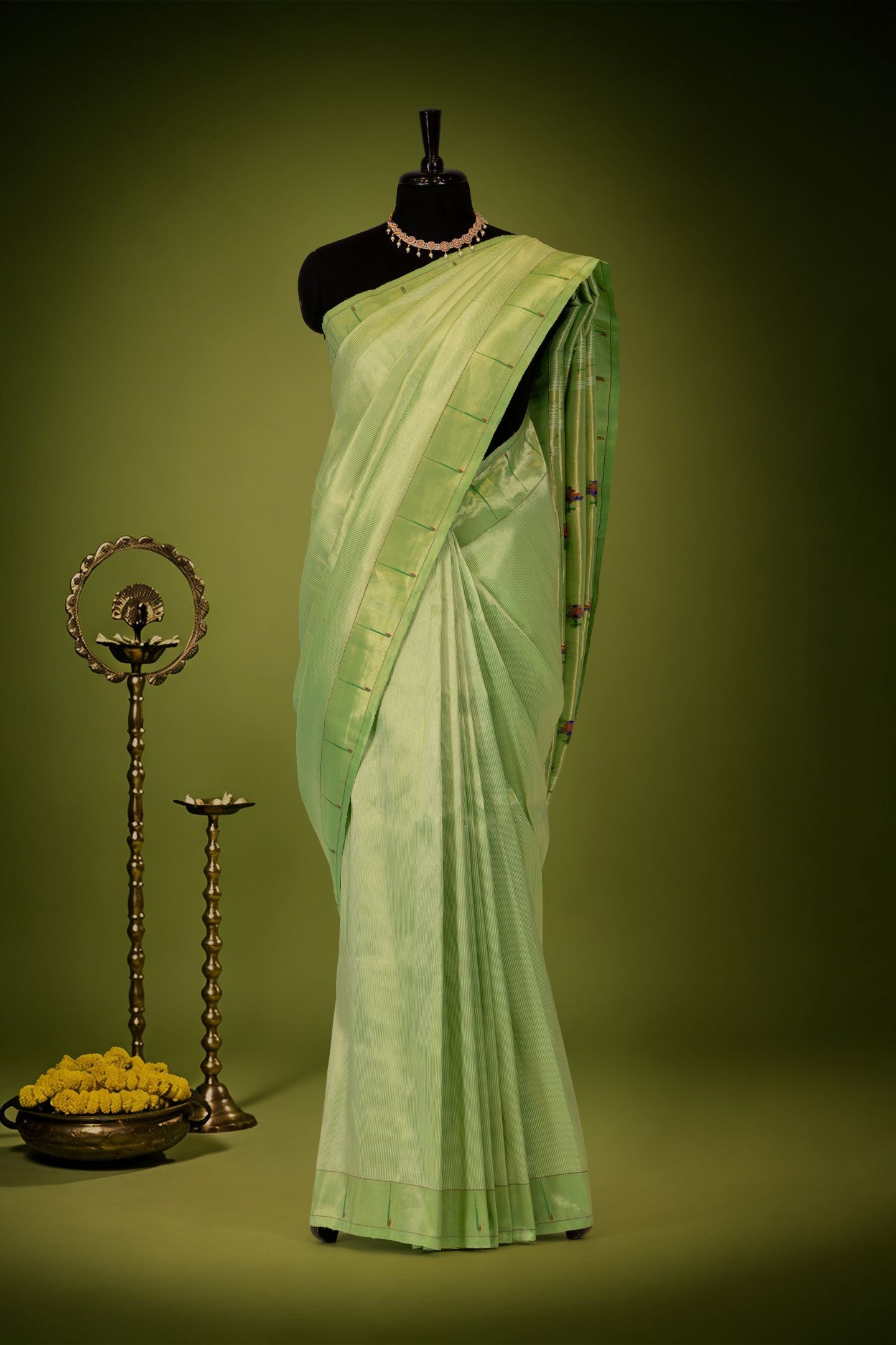 Handwoven Stripe Tissue Designer Muniya Paithani