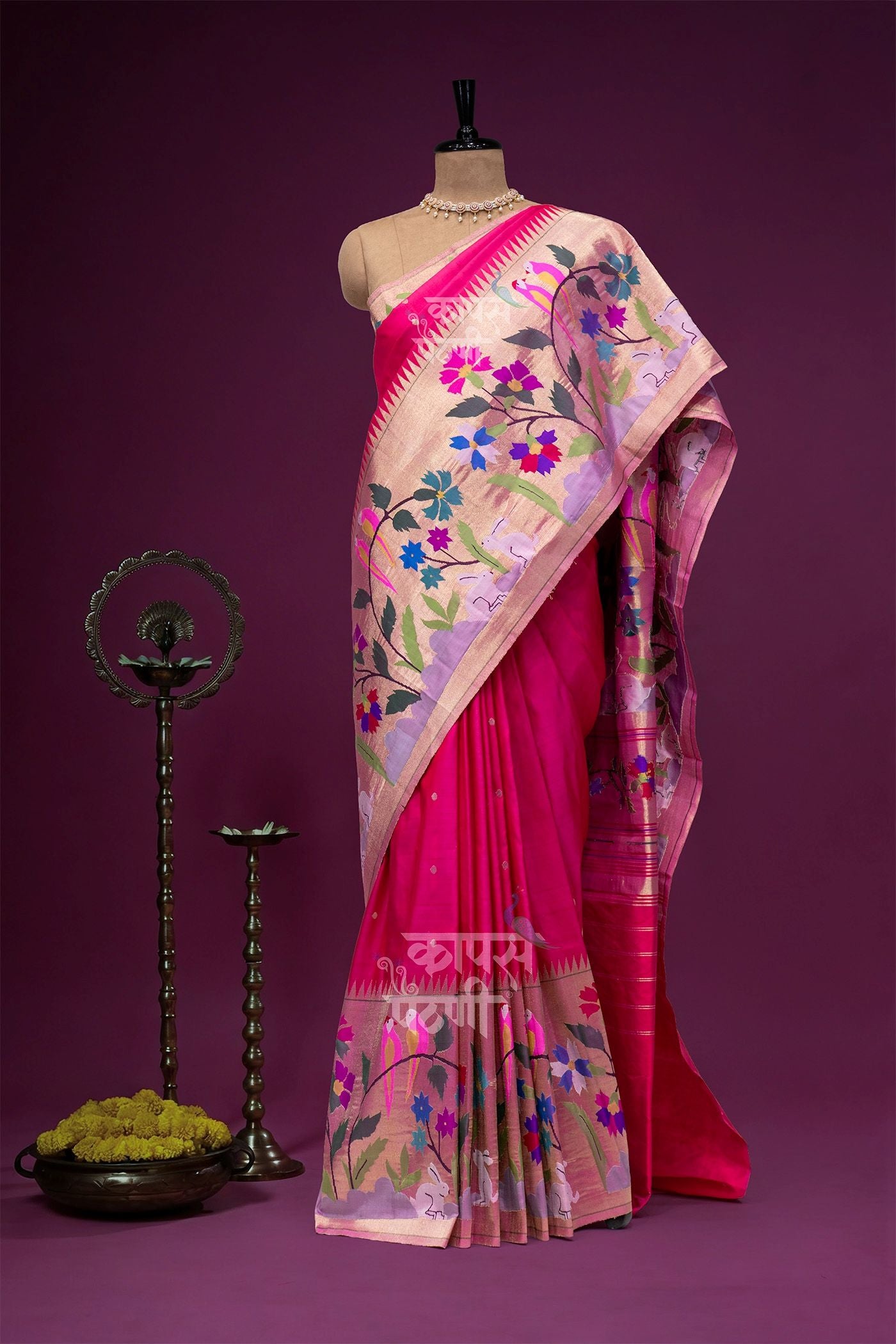 Hand Woven Half All Over Brocade Paithani
