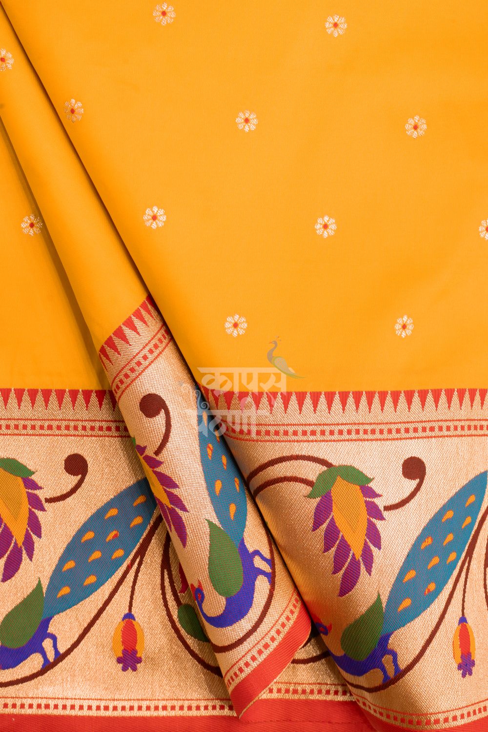 Designer Peacock Parrot Floral Border Saree