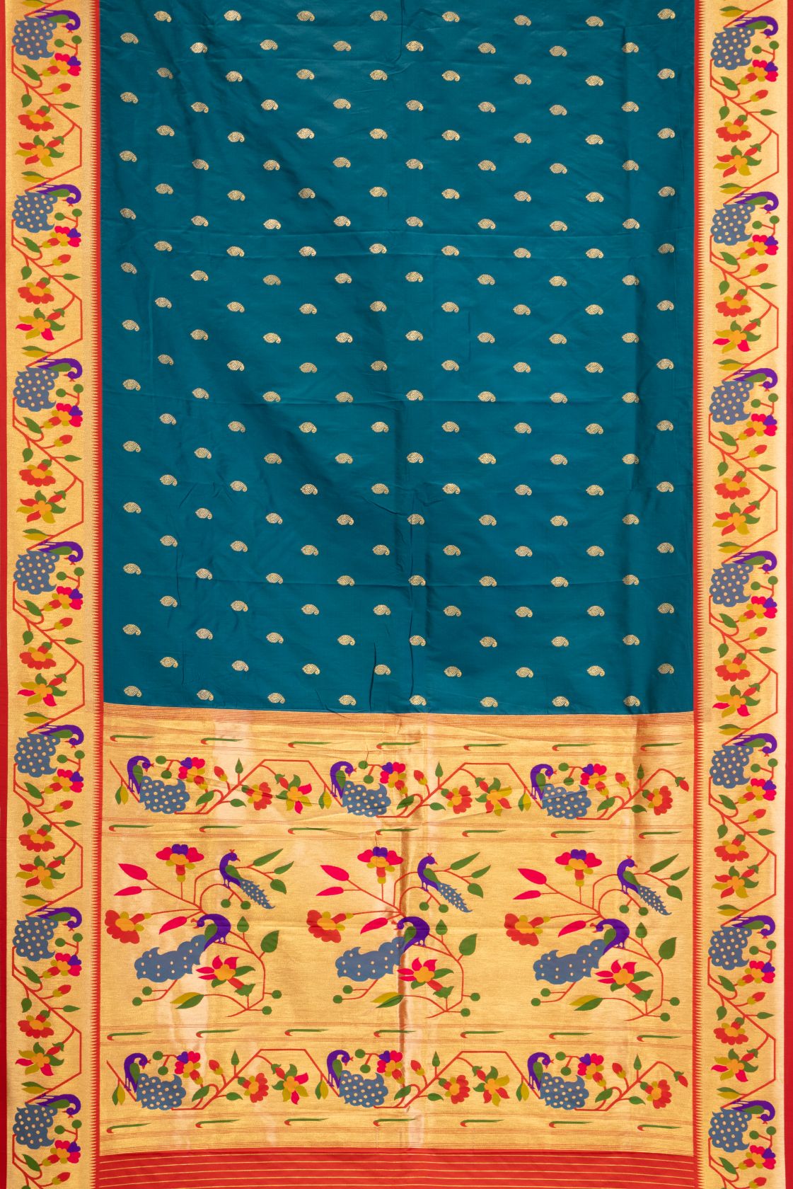 Designer Peacock Floral Turning Border Saree