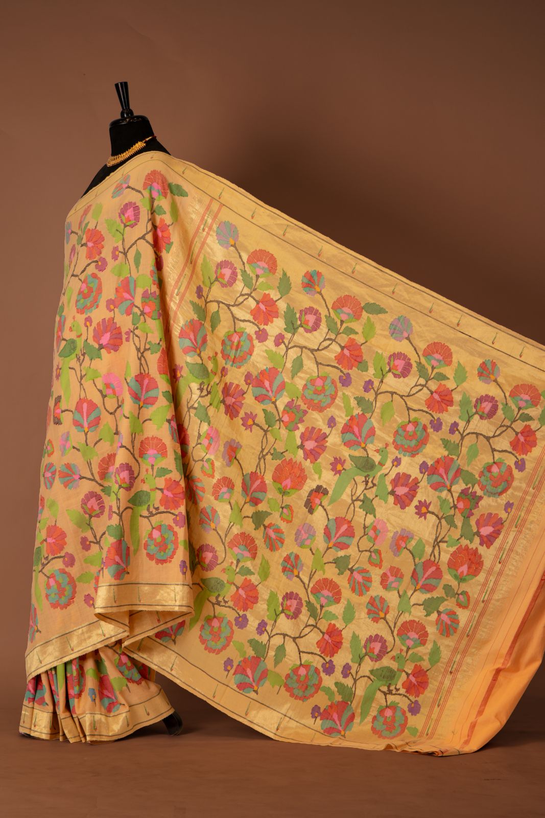 Handloom Cotton Allover Brocade Paithani