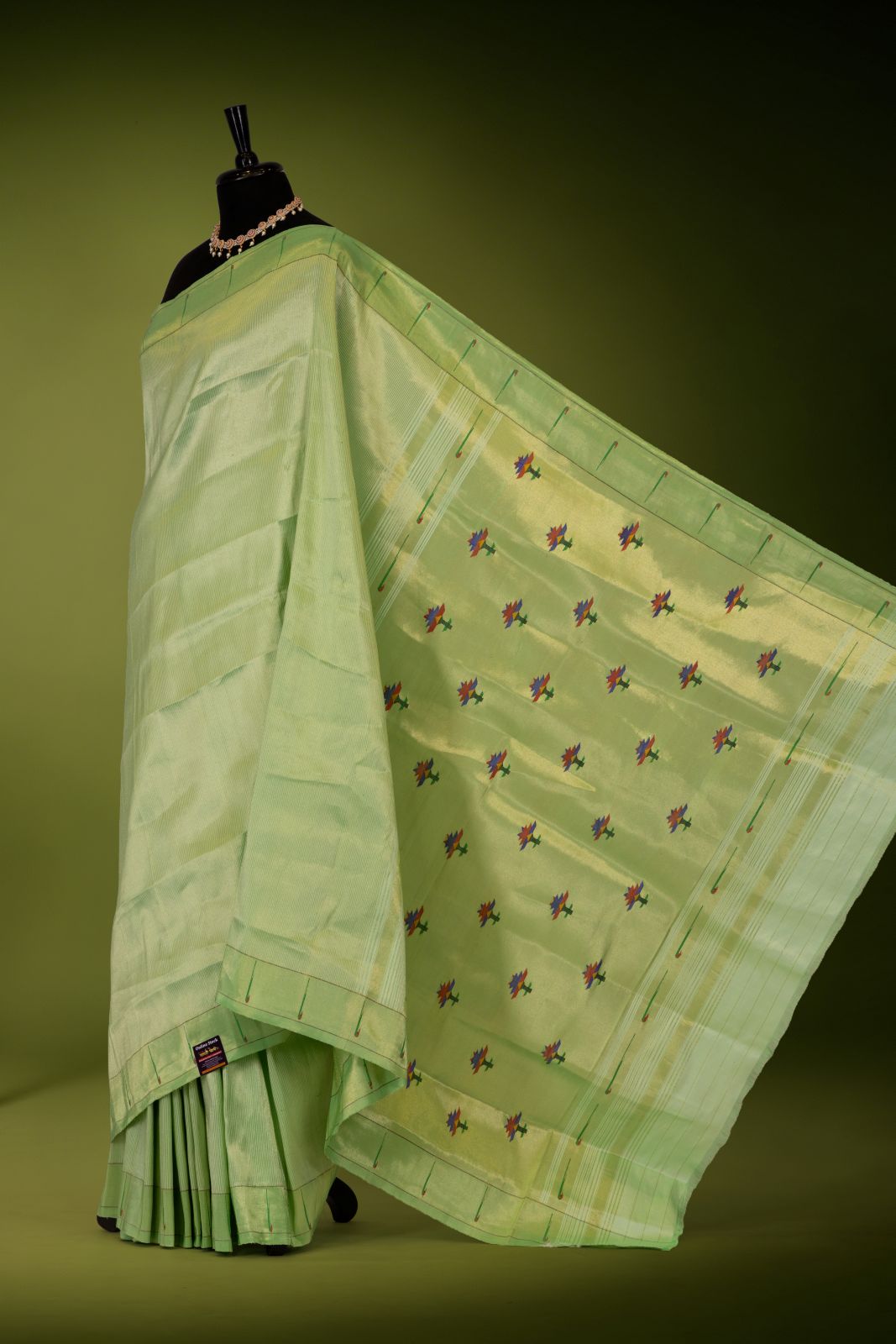 Handwoven Stripe Tissue Designer Muniya Paithani