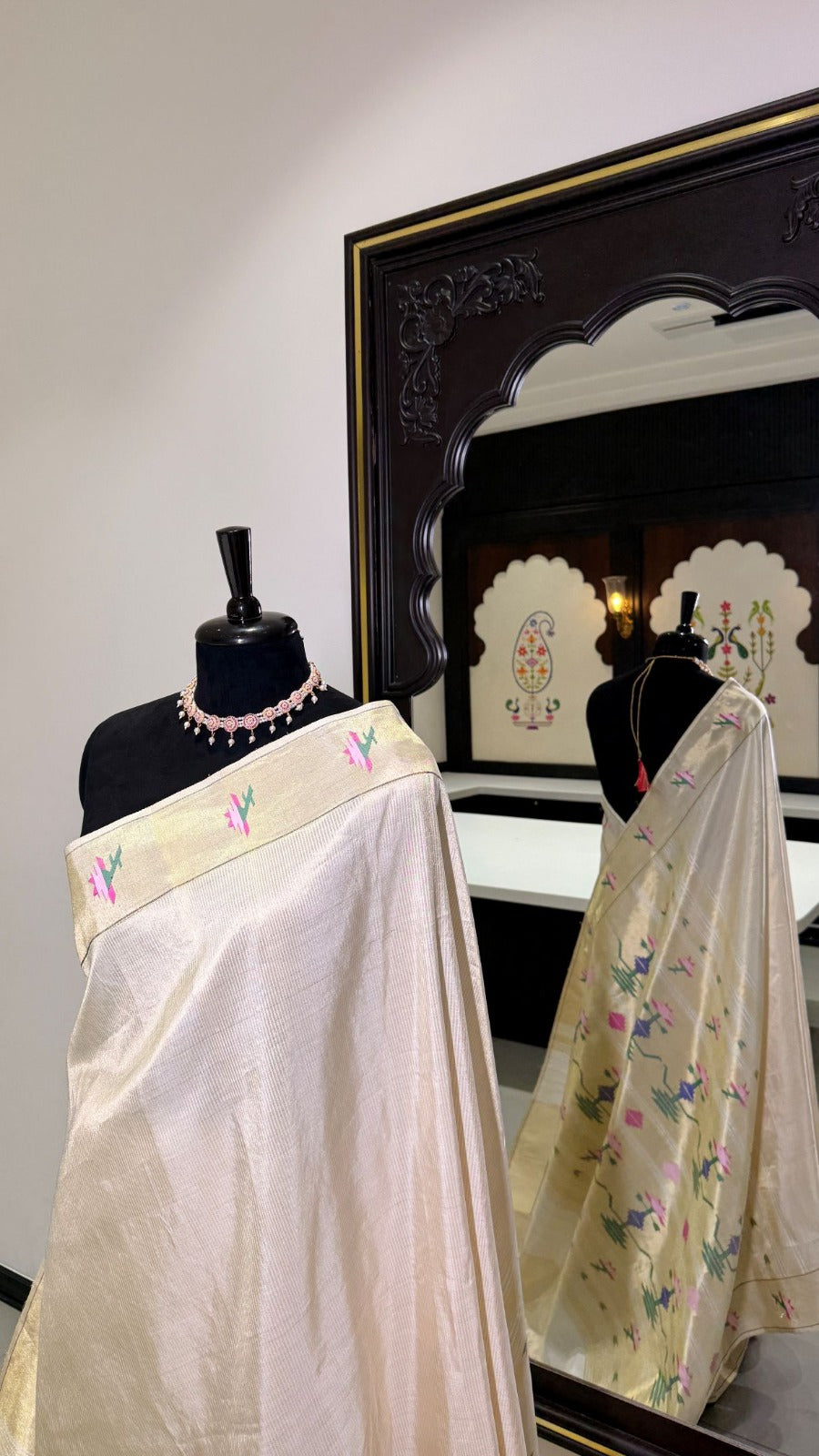 Hand Woven Stripe Tissue Designer Asavali Paithani