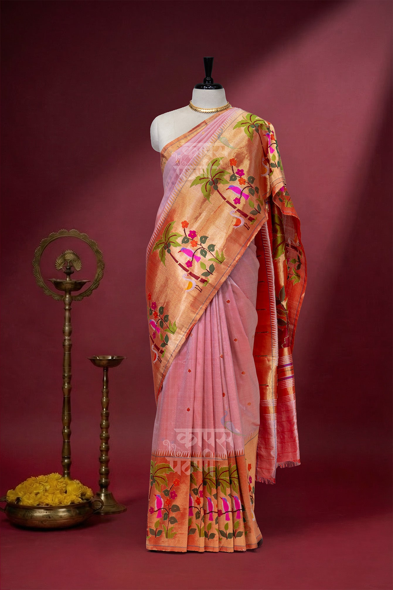 Hand Woven Half All Over Brocade Paithani