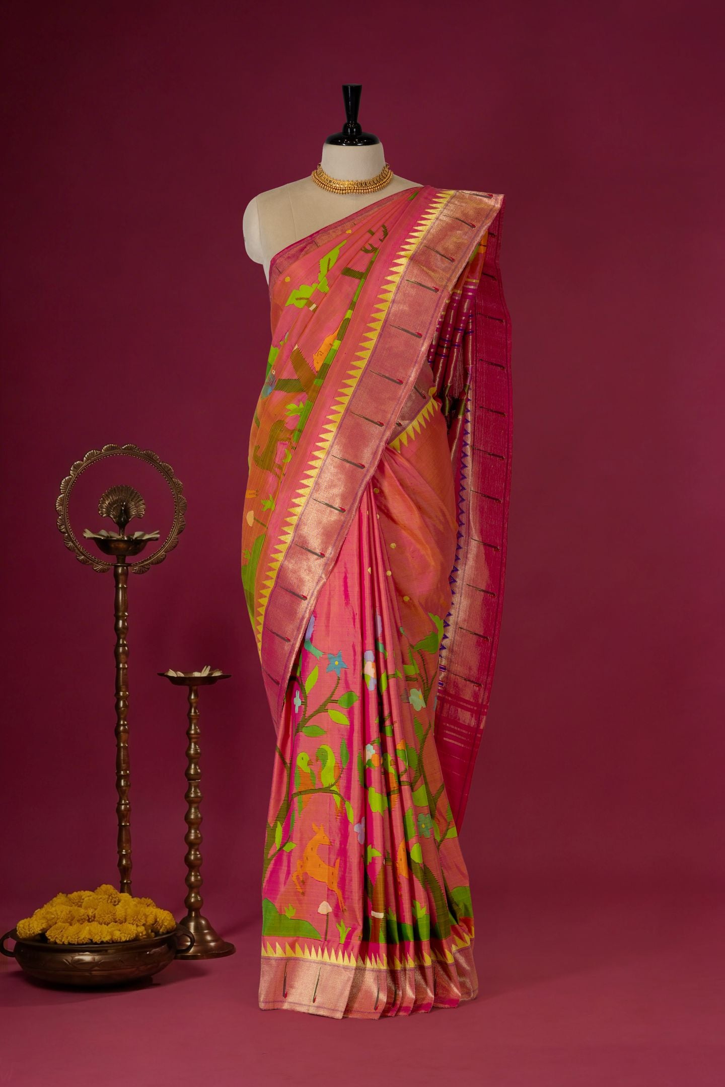 Handloom Half Allover Brocade Paithani