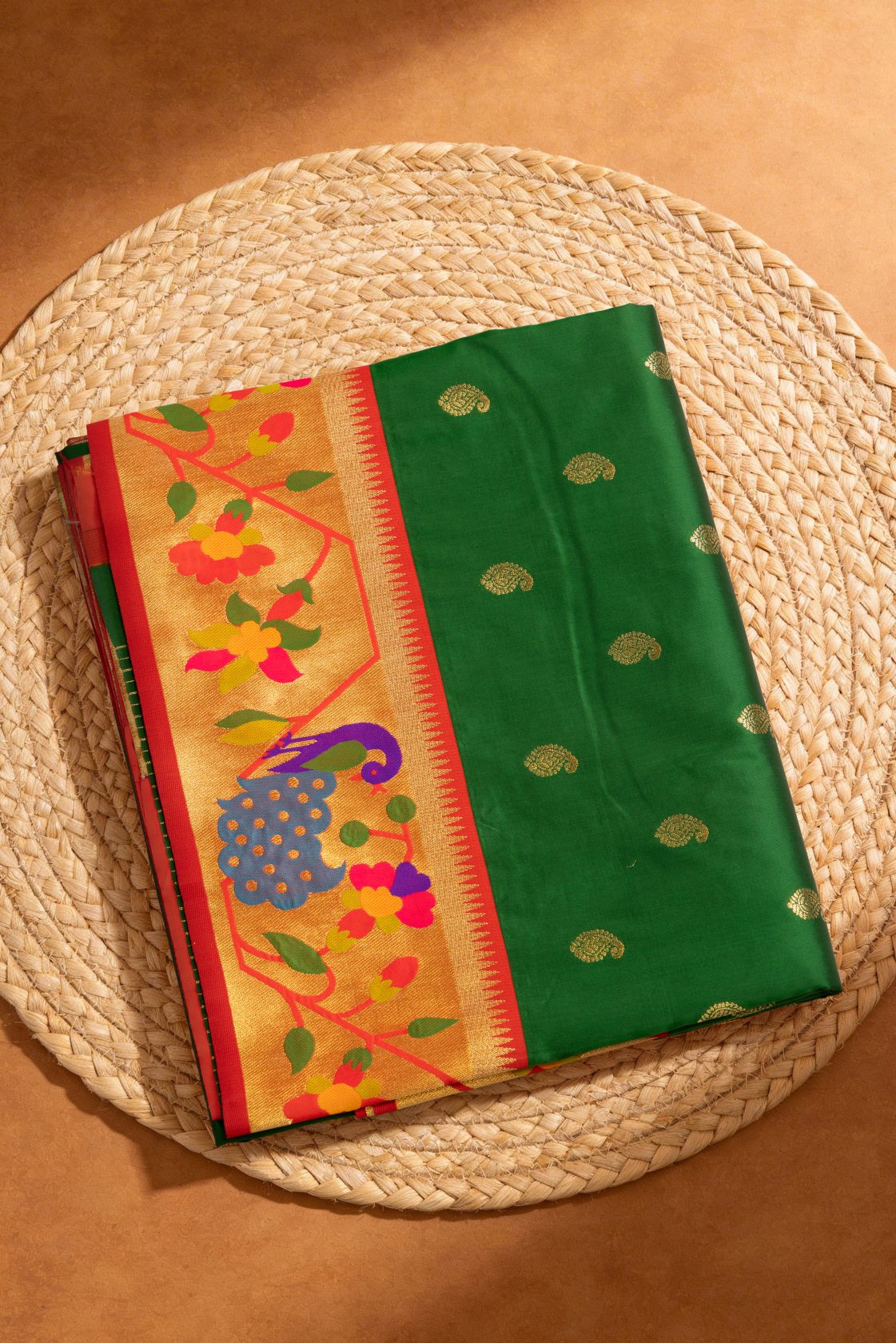 Designer Peacock Floral Turning Border Saree
