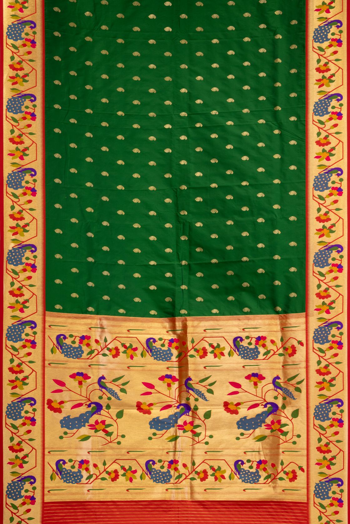Designer Peacock Floral Turning Border Saree