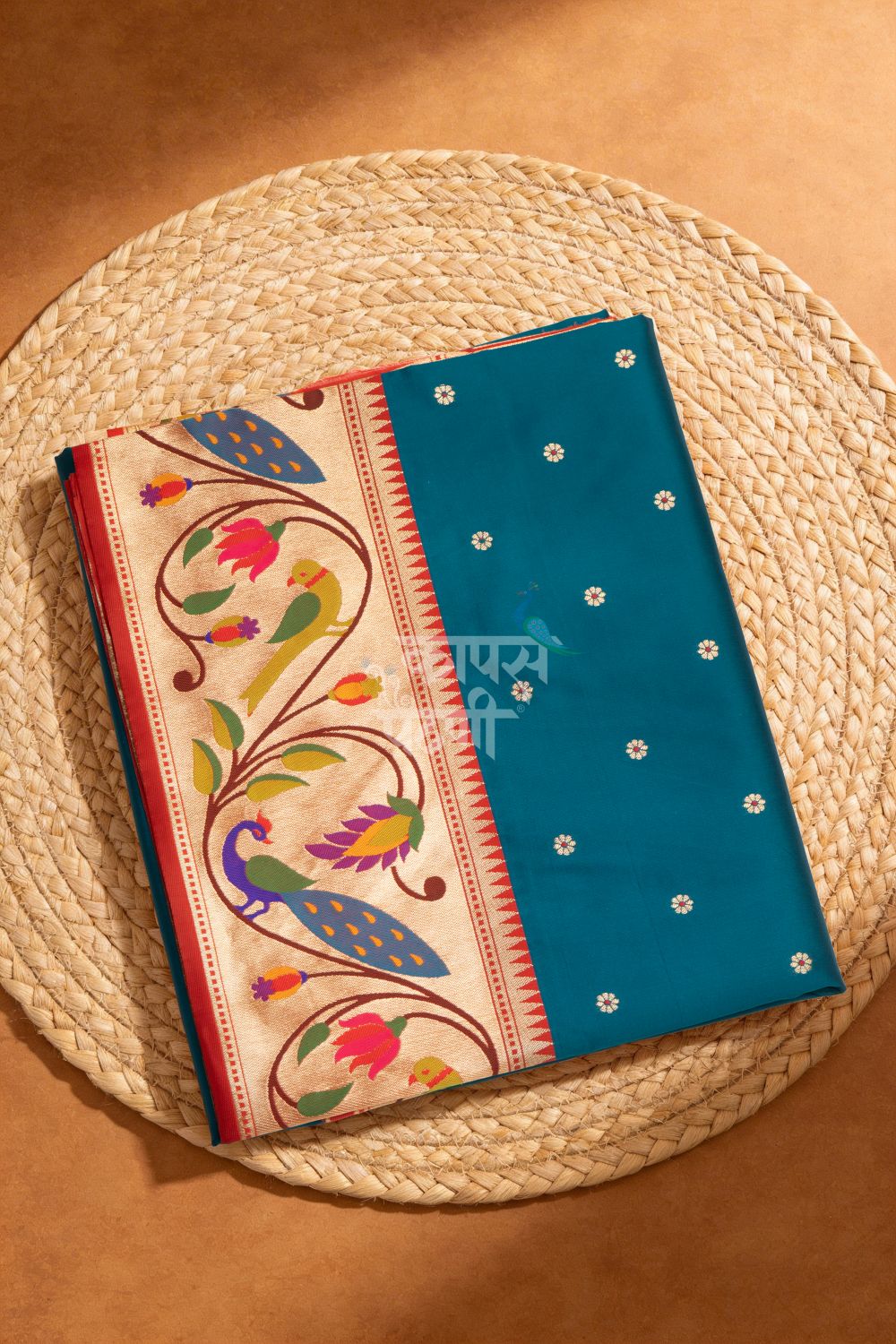 Designer Peacock Parrot Floral Border Saree