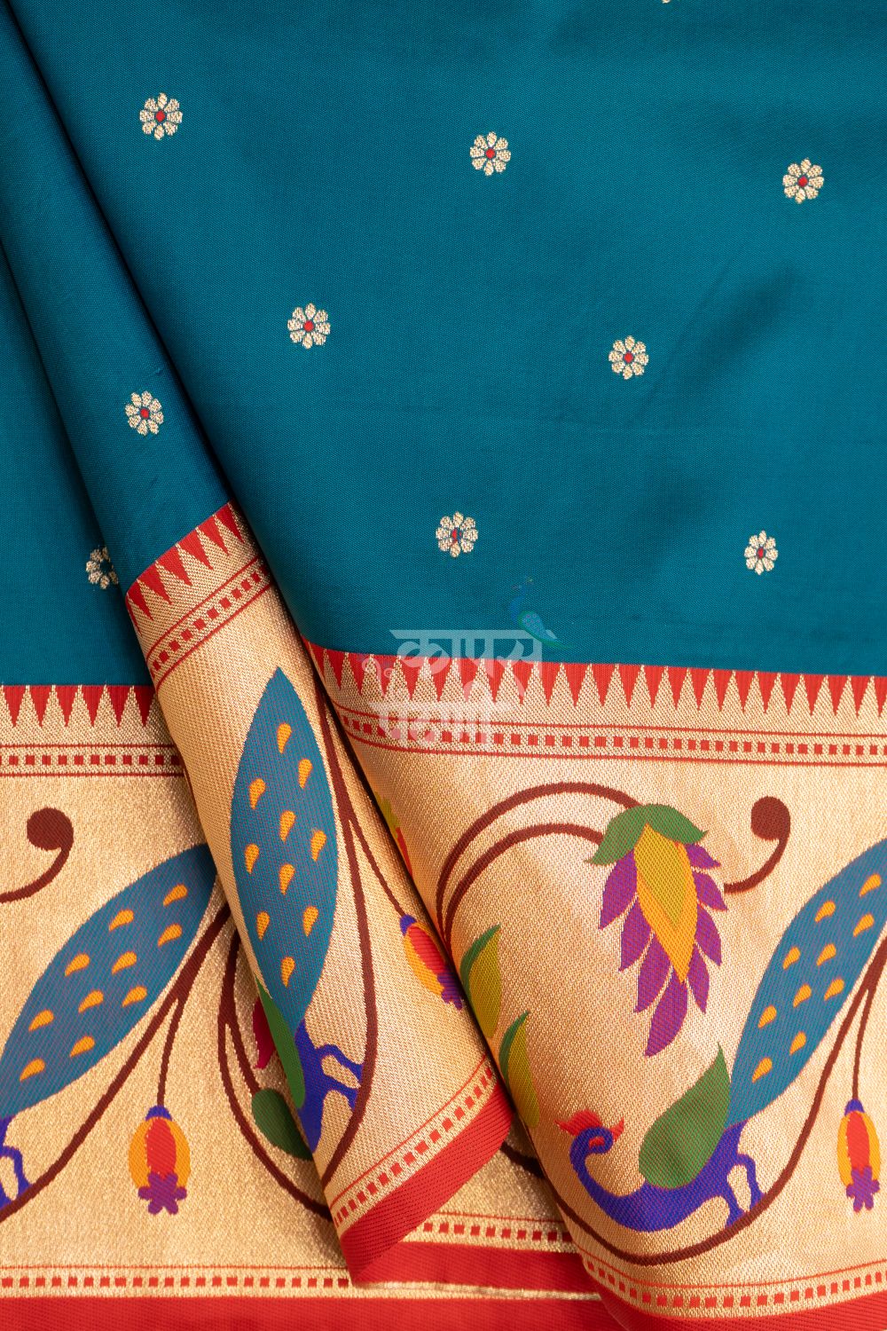 Designer Peacock Parrot Floral Border Saree