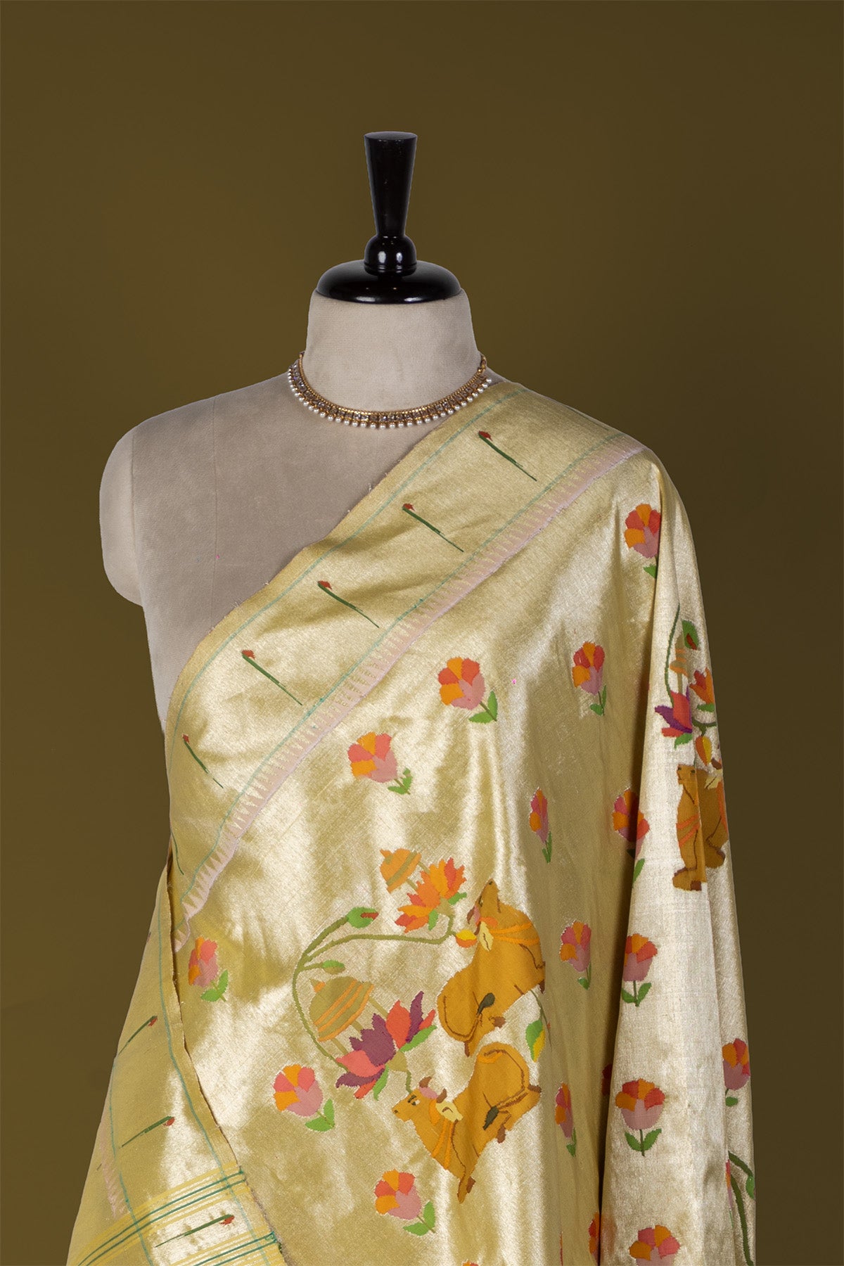 Hand Woven Pichwai Pure Silk Tissue Dupatta