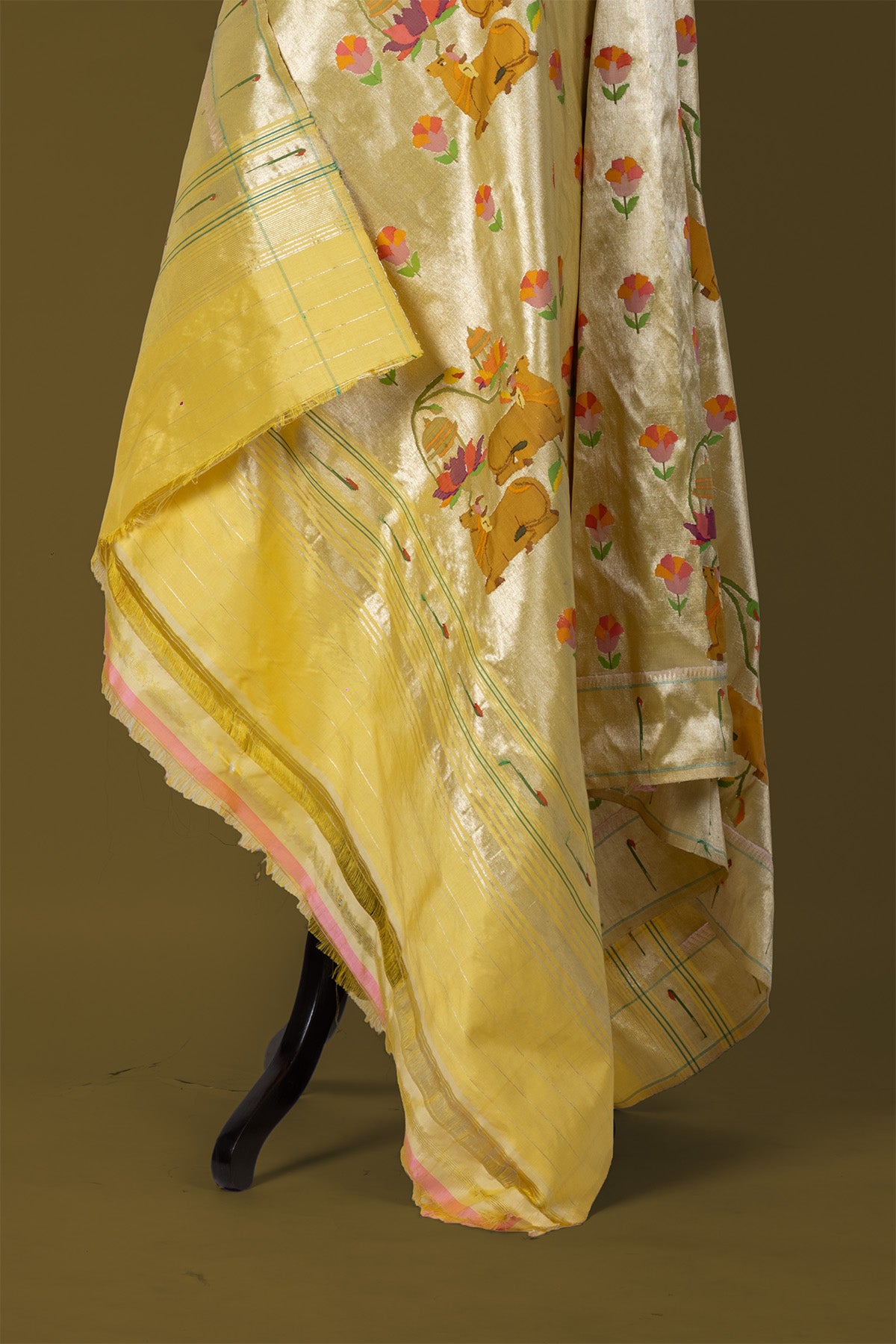 Hand Woven Pichwai Pure Silk Tissue Dupatta