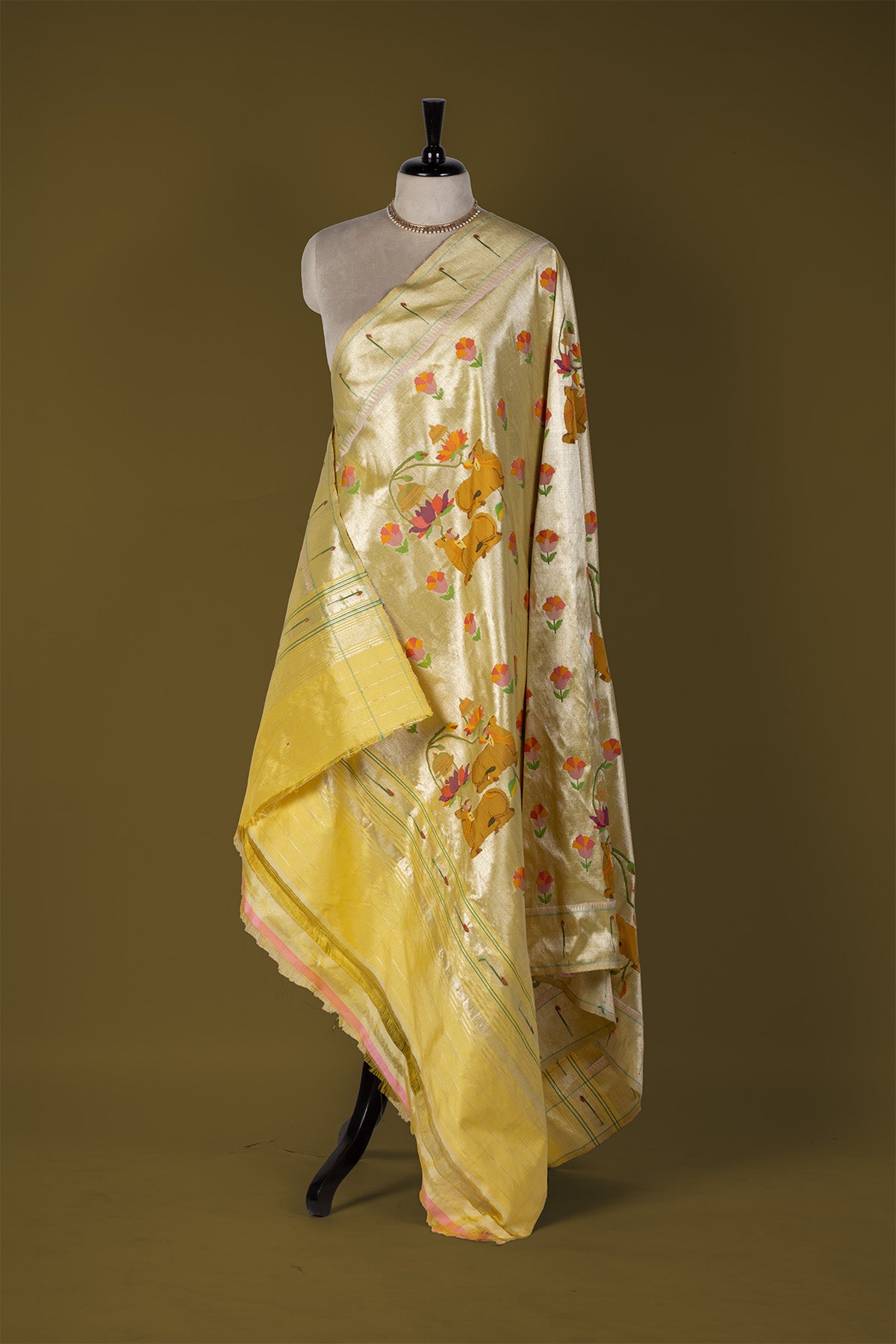 Hand Woven Pichwai Pure Silk Tissue Dupatta