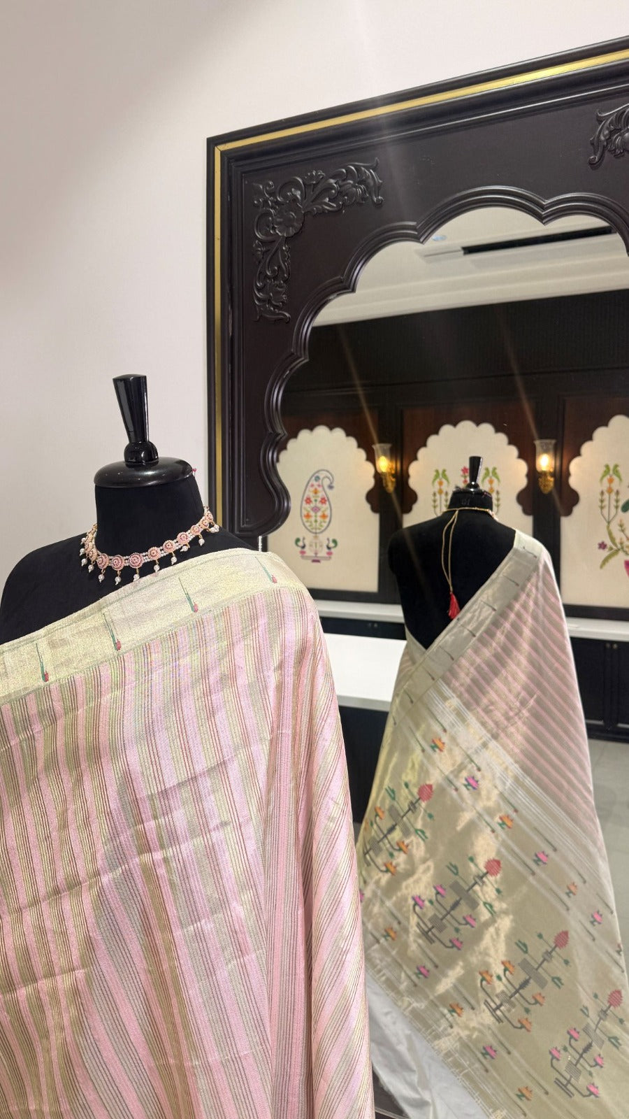 Hand Woven Tripple Lining Tissue  Muniya  Paithani