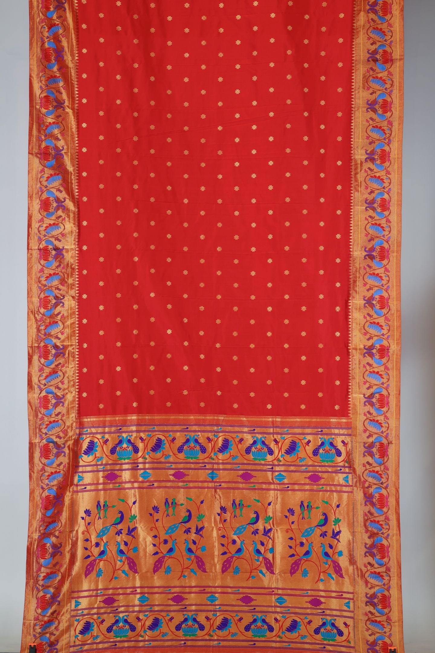 Traditional Peacock Meena Border Saree