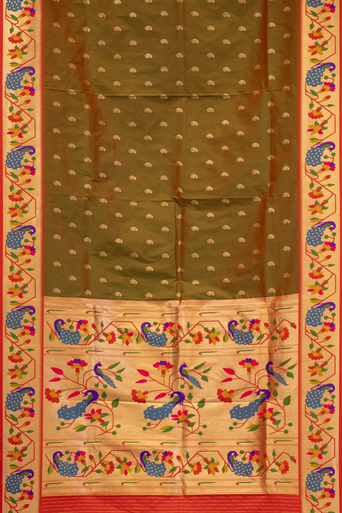Designer Peacock Floral Turning Border Saree