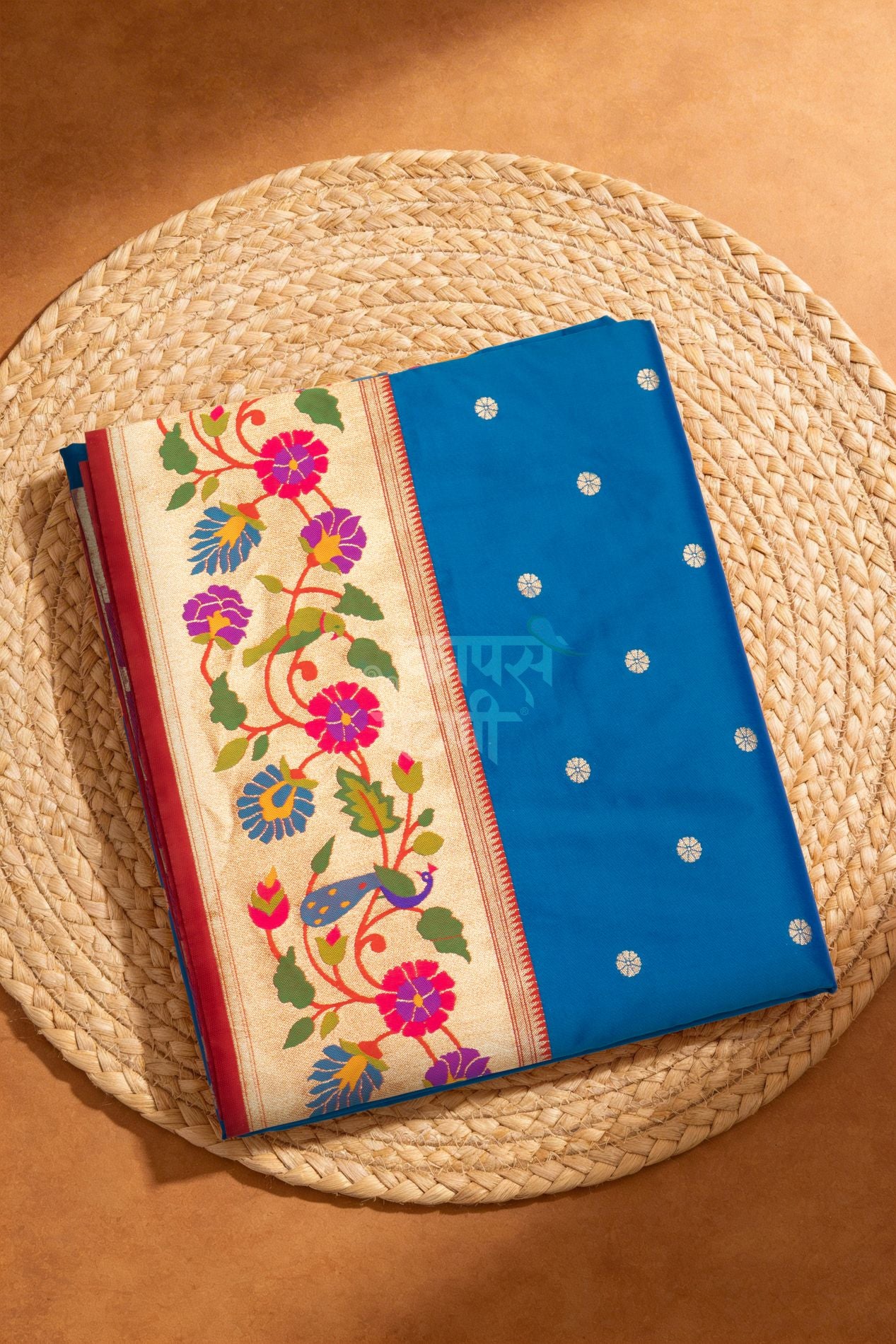 Designer Peacock Parrot Floral Border Saree